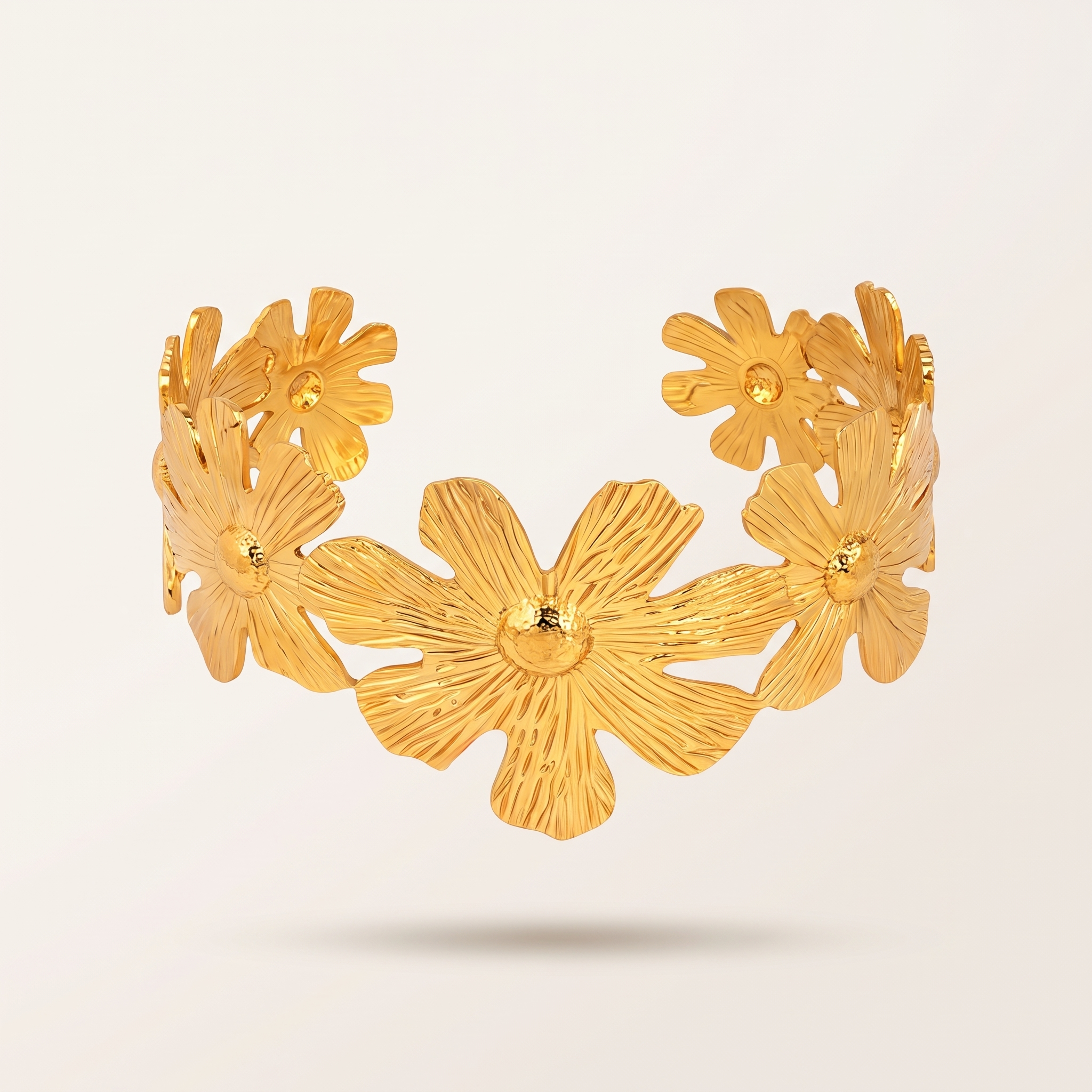 Floral Statement Cuff Bracelet in Gold