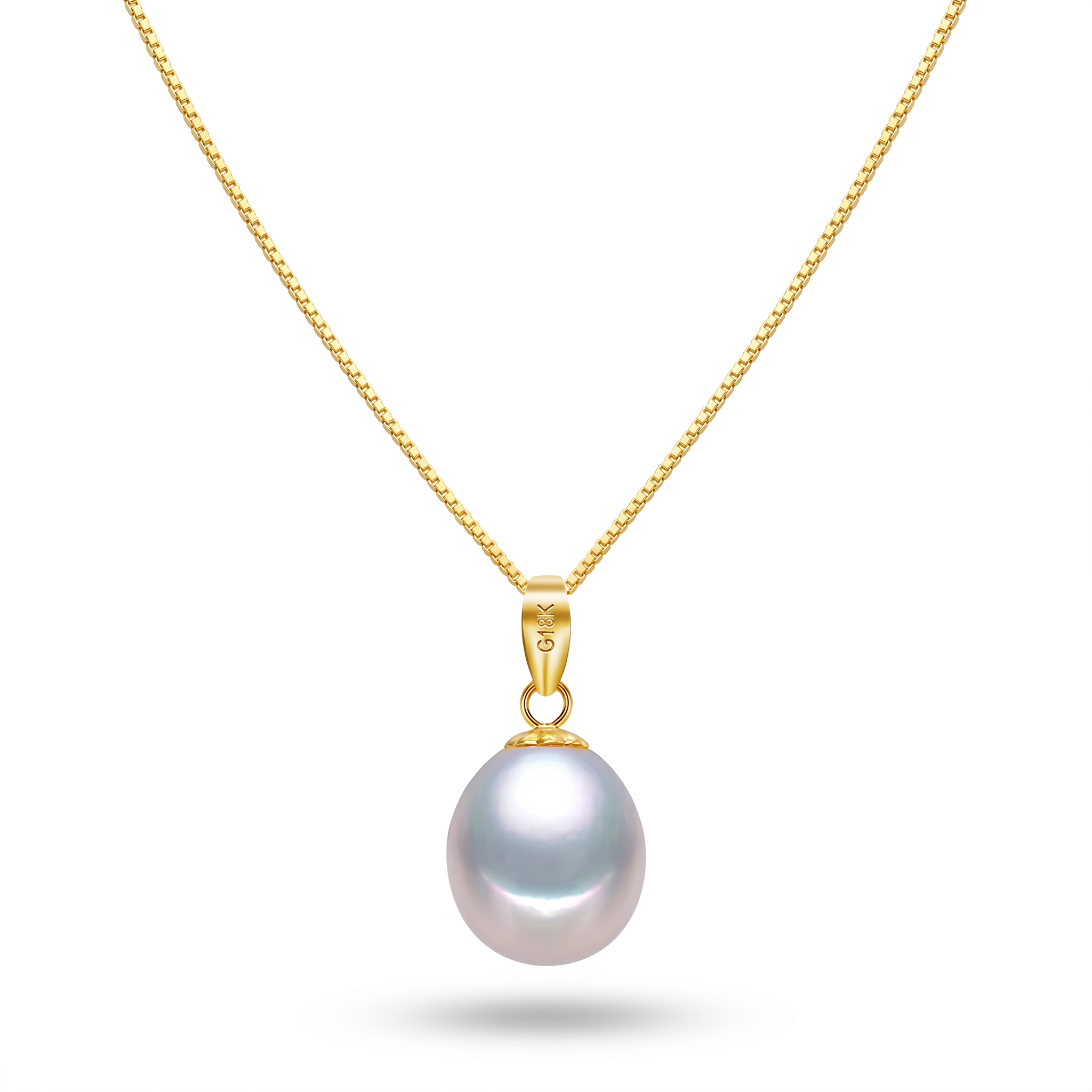 18K Solid Gold Freshwater Pearl Pendant Necklace | Minimalist Elegance