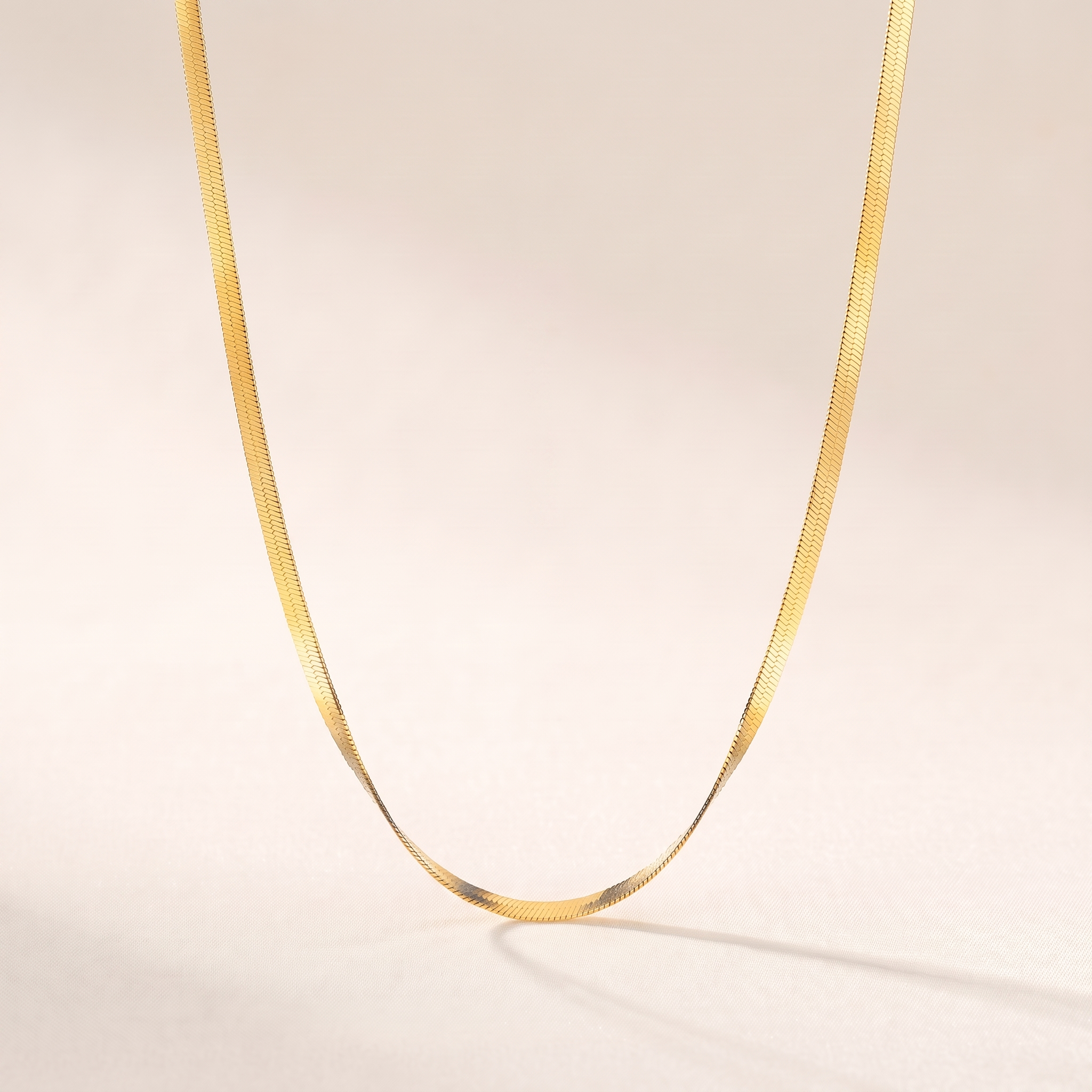 Slim Herringbone Choker Necklace in Gold