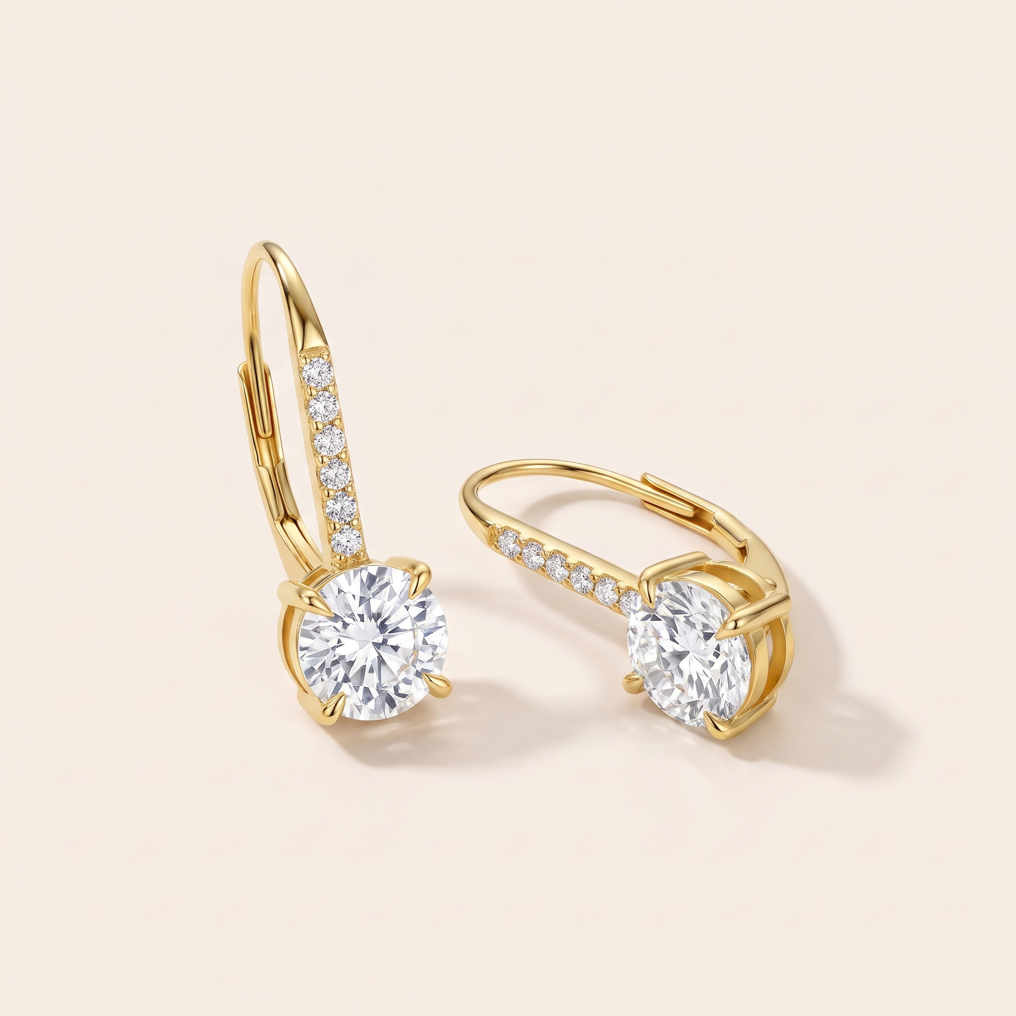 Pavé 1 Carat Moissanite Drop Earrings in Gold