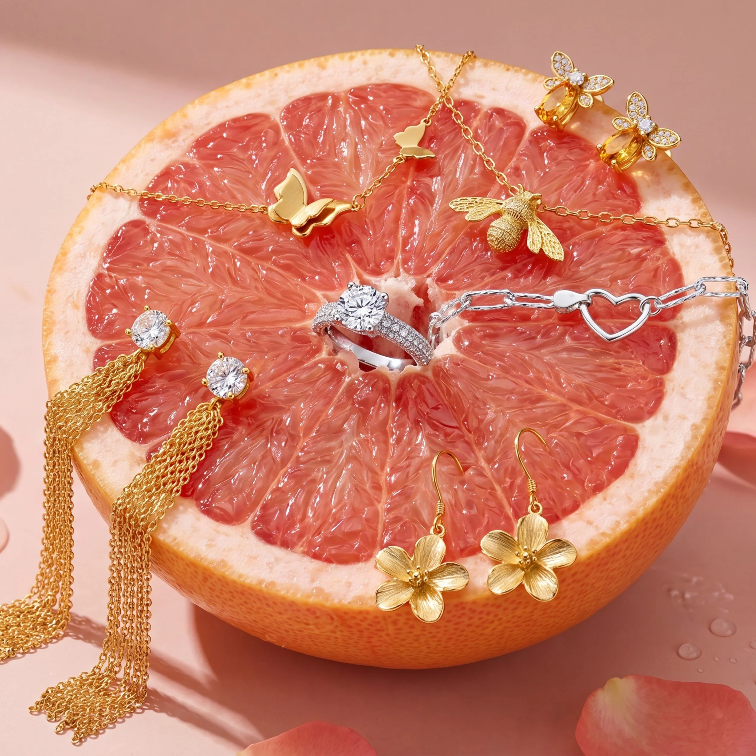 Pink hues, golden details, and timeless sparkle. ✨

Our favourite pieces come together in a dreamy summer-inspired jewellery flat lay, featuring delicate butterflies, sparkling zirconia, elegant florals and nature-inspired designs.

Crafted to bring 