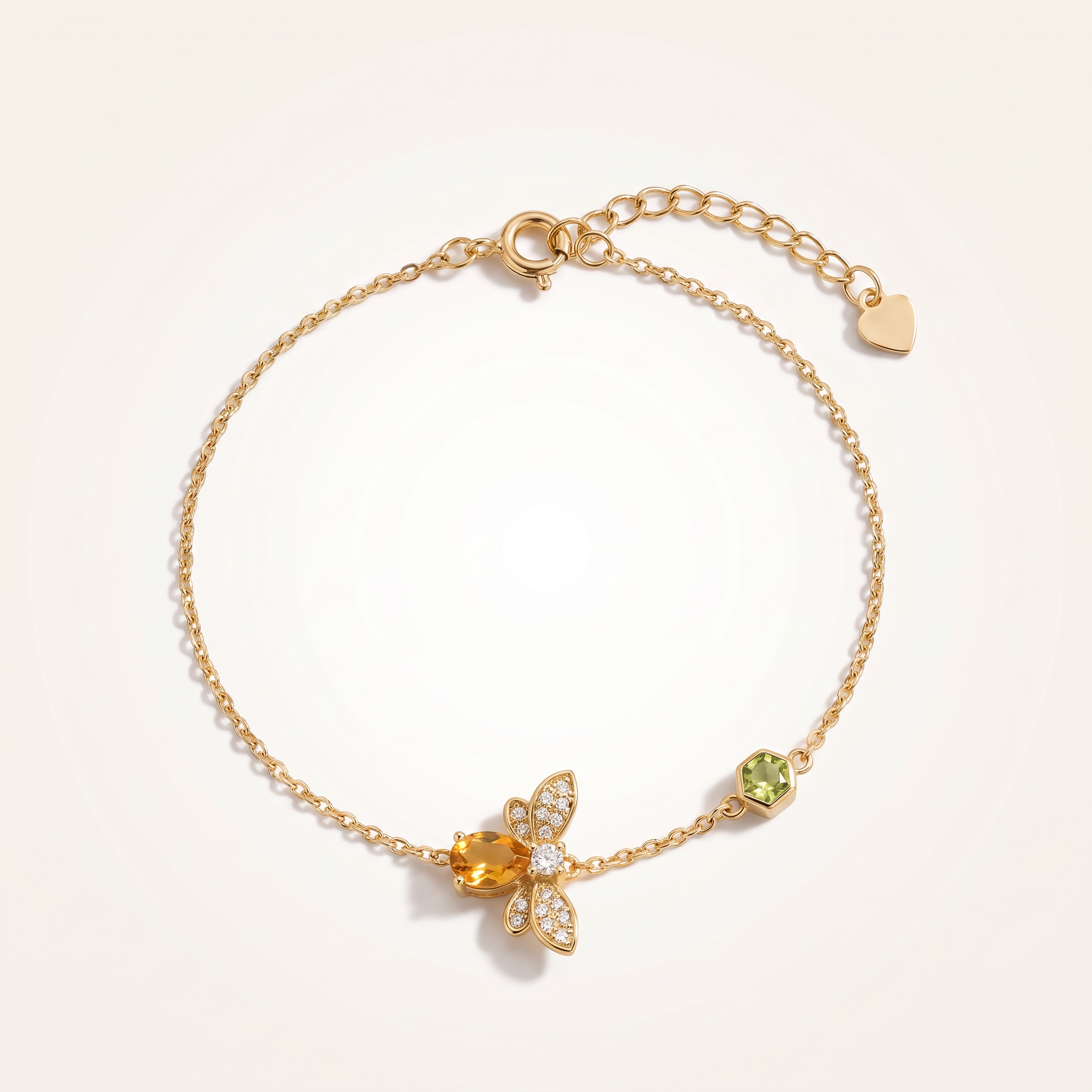 Citrine Bee Bracelet in Gold