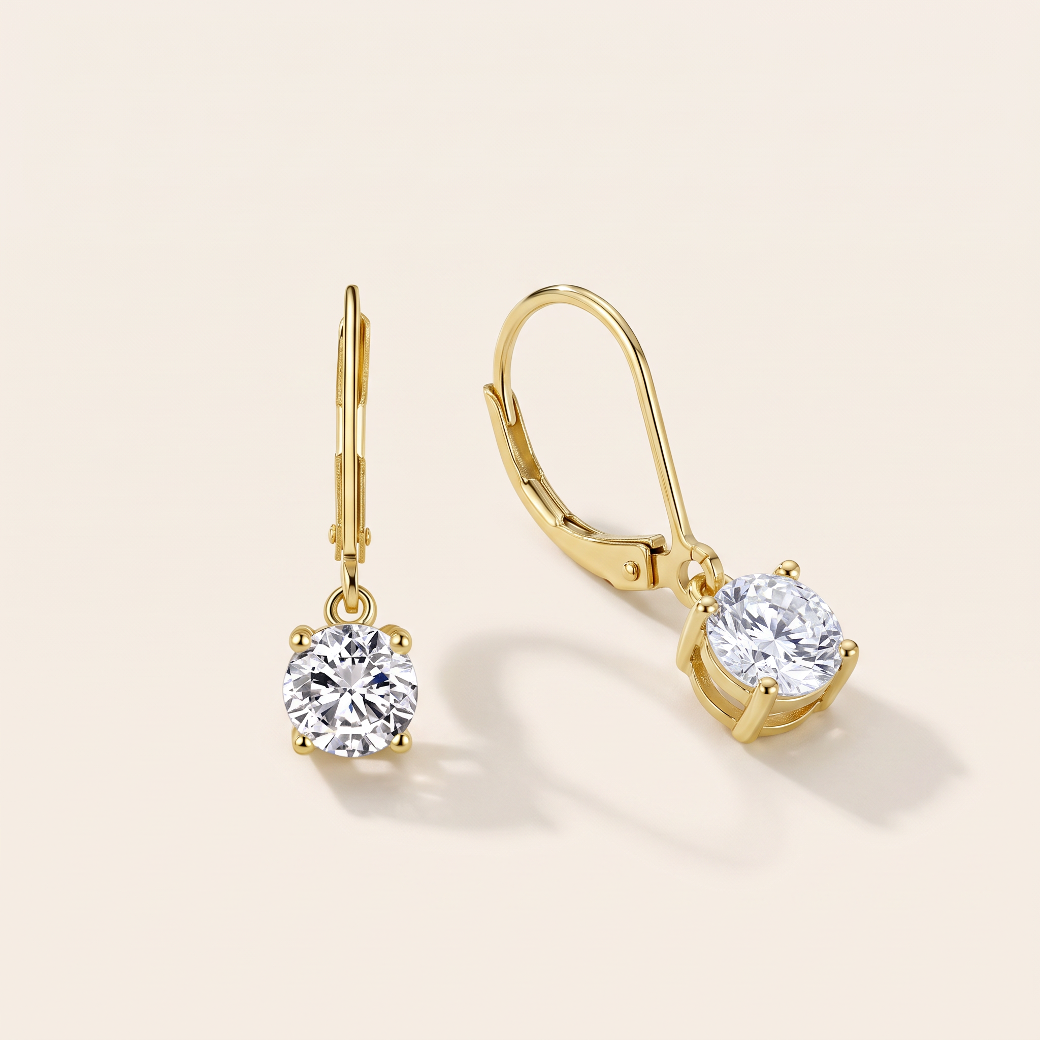 Classic 1 Carat Moissanite Drop Earrings in Gold