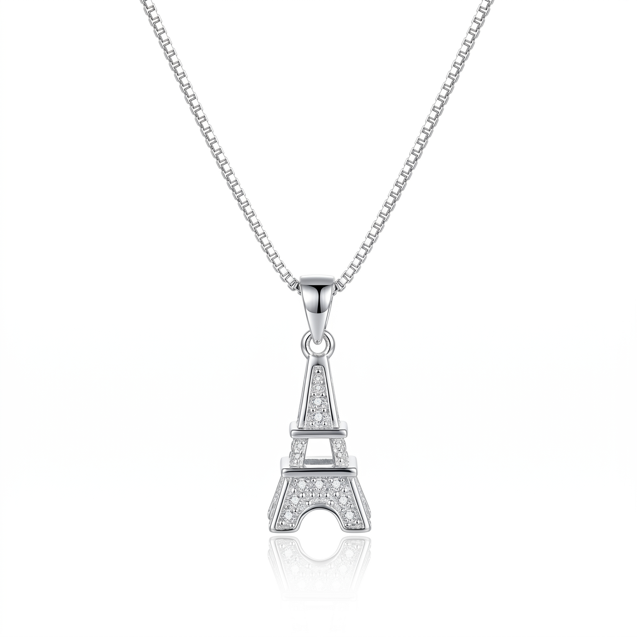 925 Sterling Silver Eiffel Tower Necklace Paris-Inspired Pendant for Elegant Everyday Wear