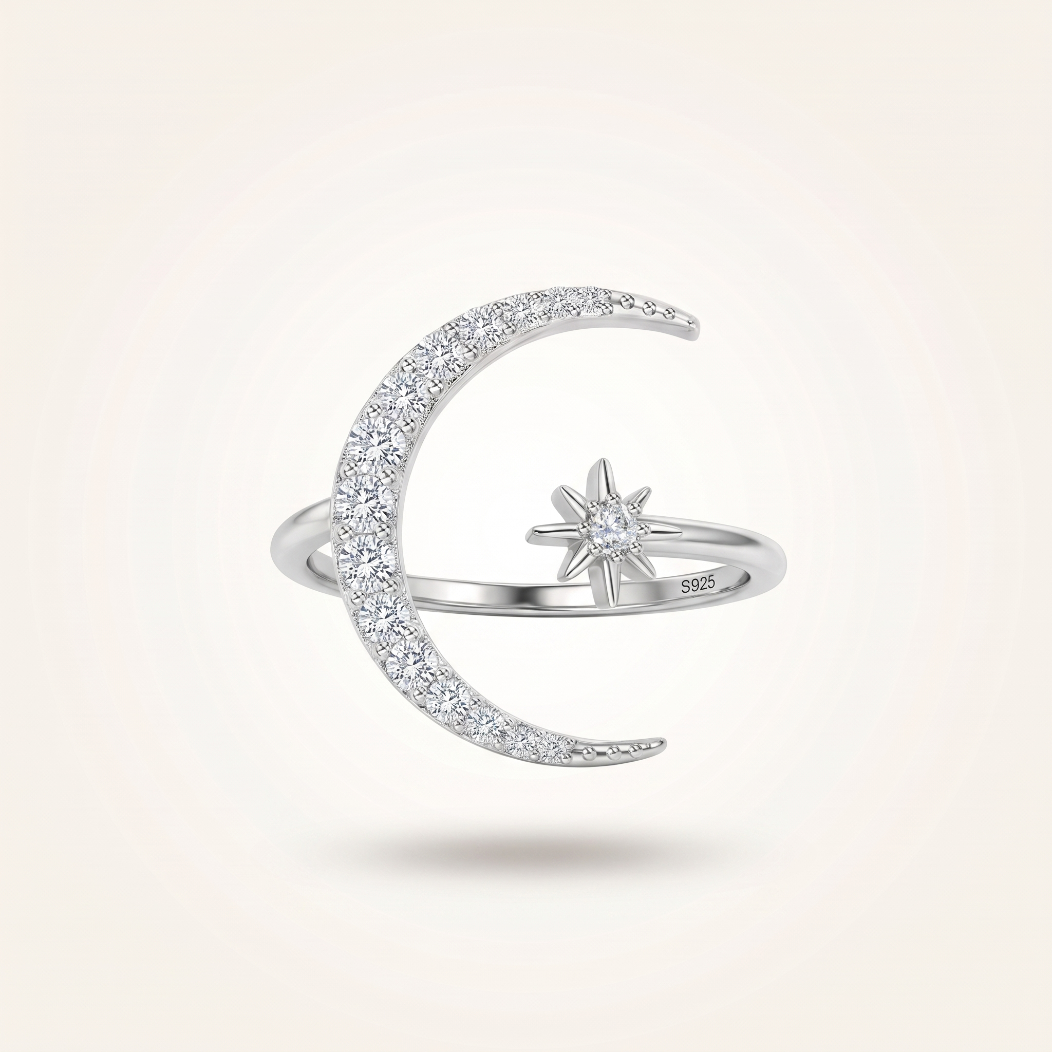 Celestial Moon & Star Ring in Silver