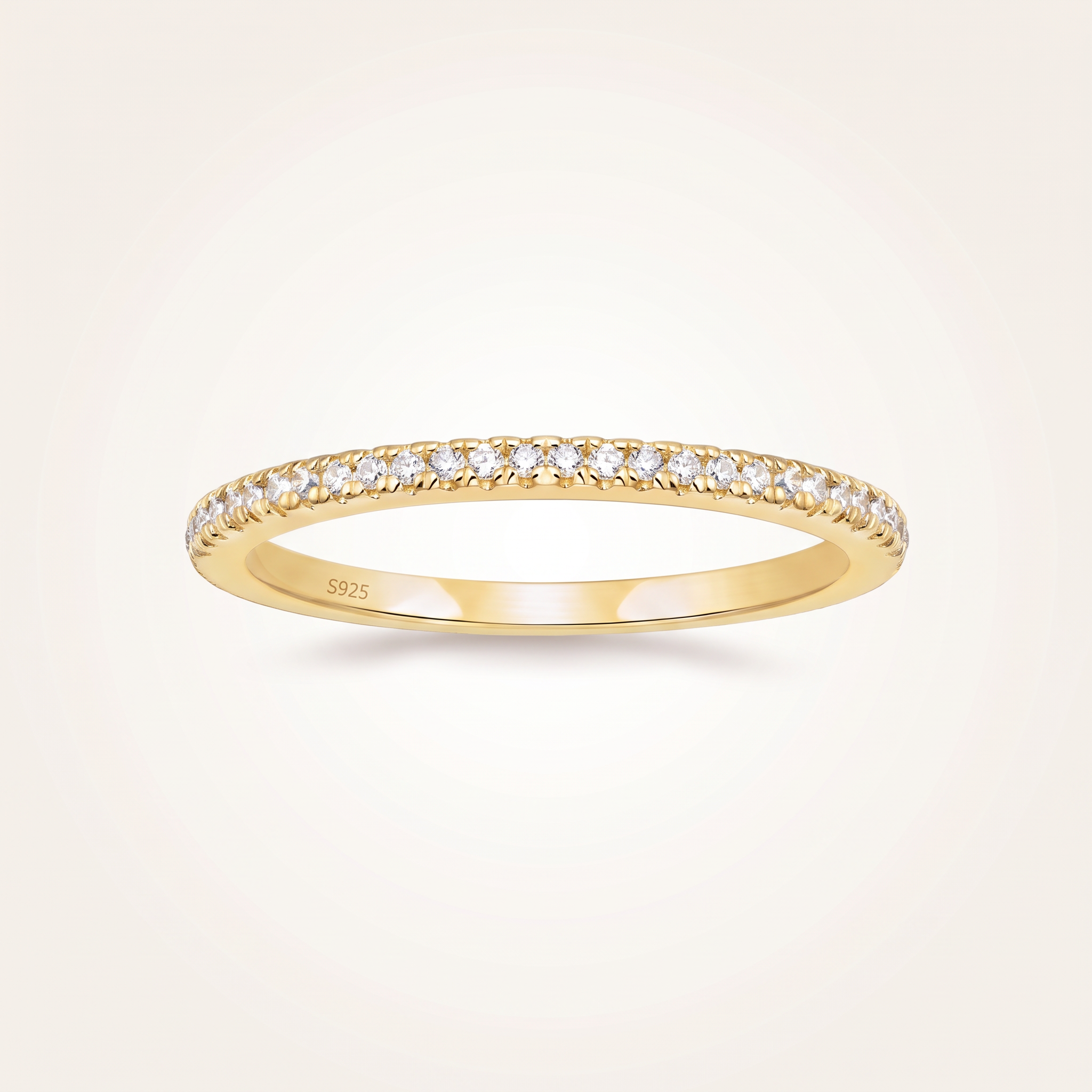 Pavé Moissanite Stackable Ring in Gold
