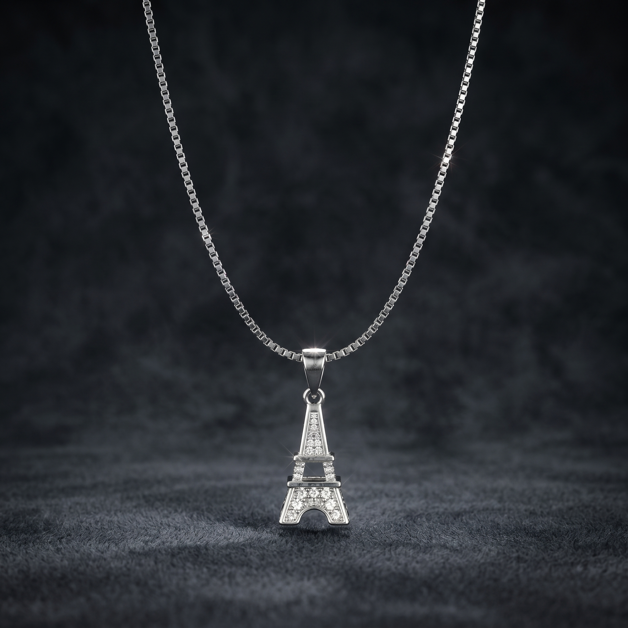 Eiffel Tower Necklace in 925 Sterling Silver with AAA Zirconia, Paris Pendant Jewelry by LAURRÈ