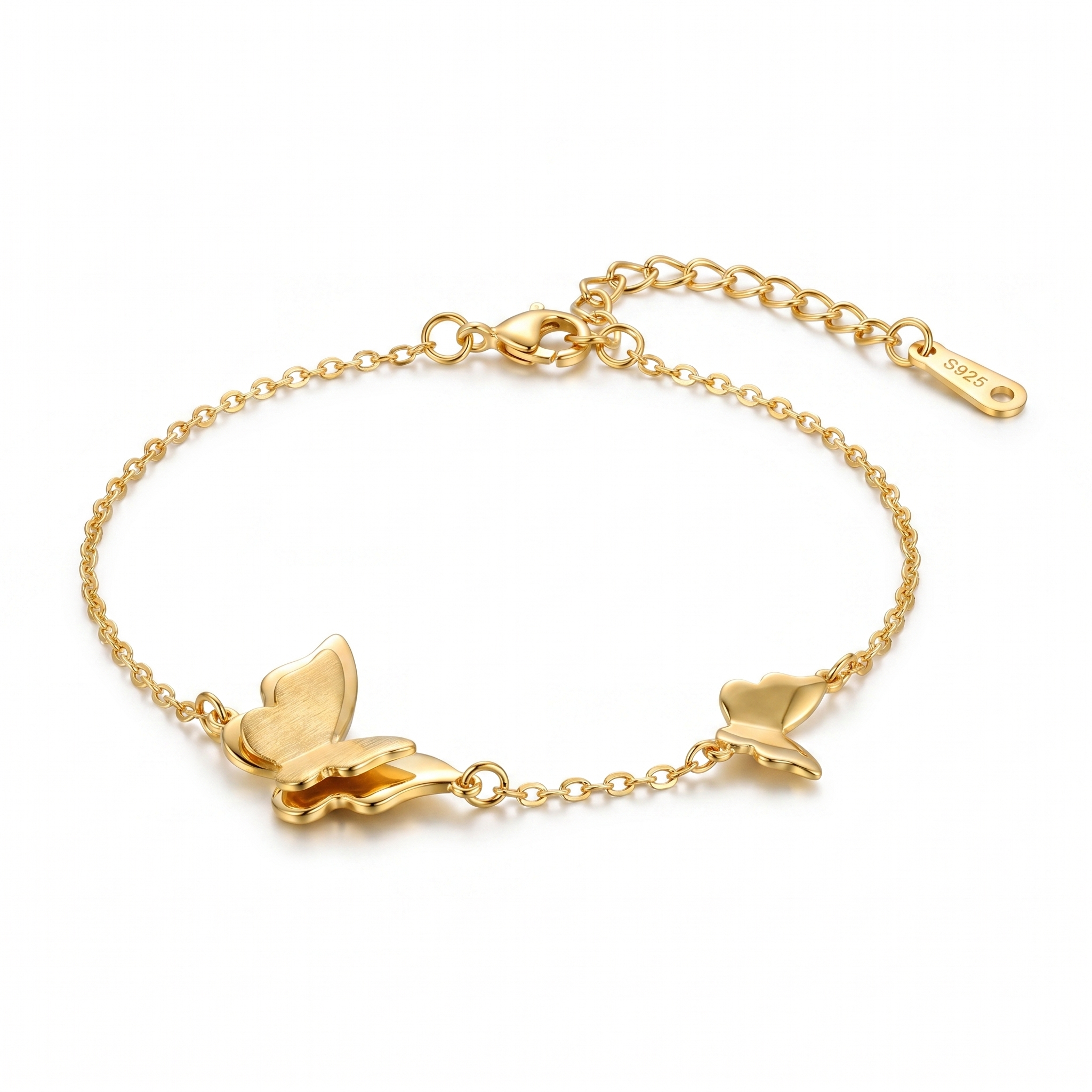 Minimalist butterfly bracelet, gold plated 925 sterling silver jewellery by LAURRÈ