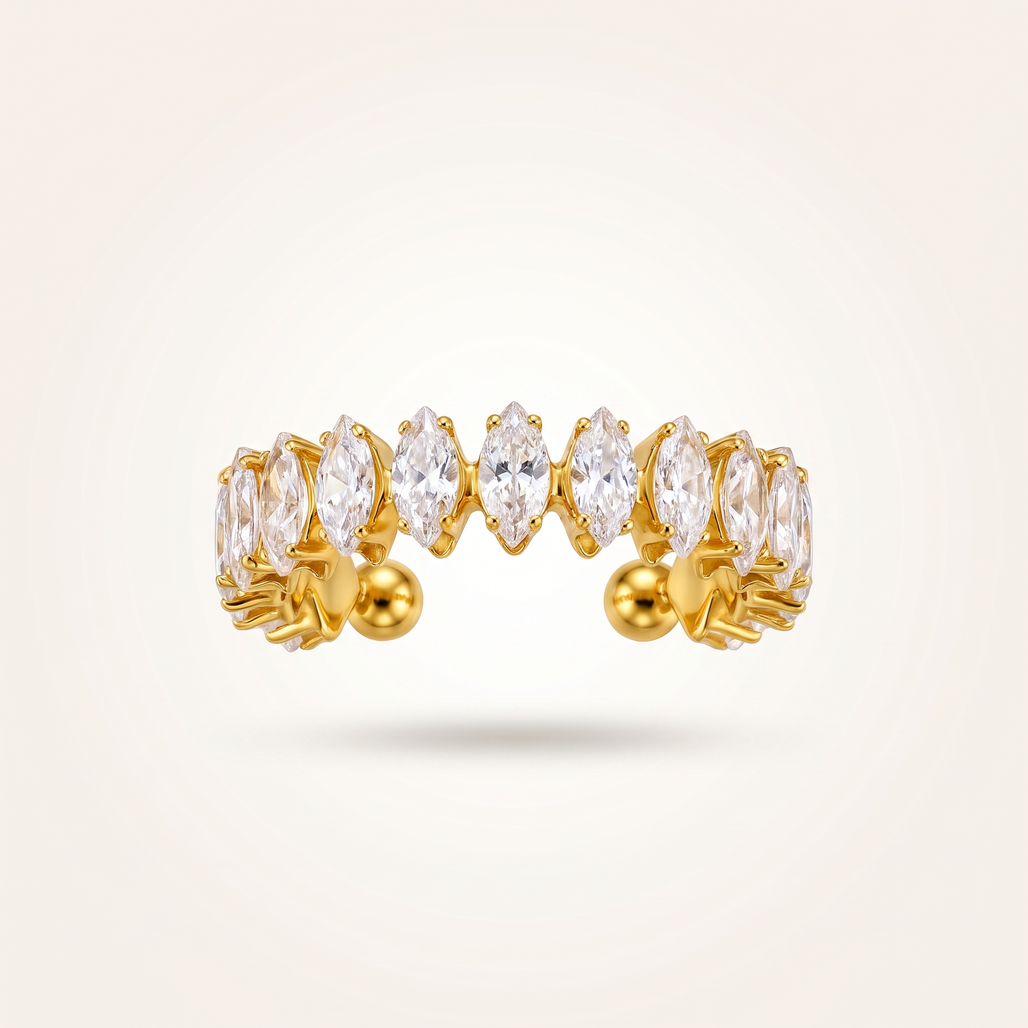 Marquise Zirconia Adjustable Ring in Gold