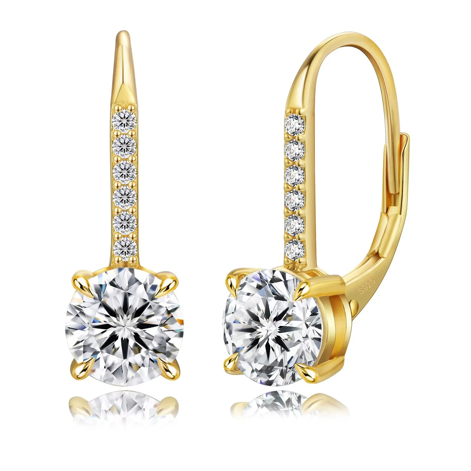 Pavé 1 Carat Moissanite Drop Earrings in Gold