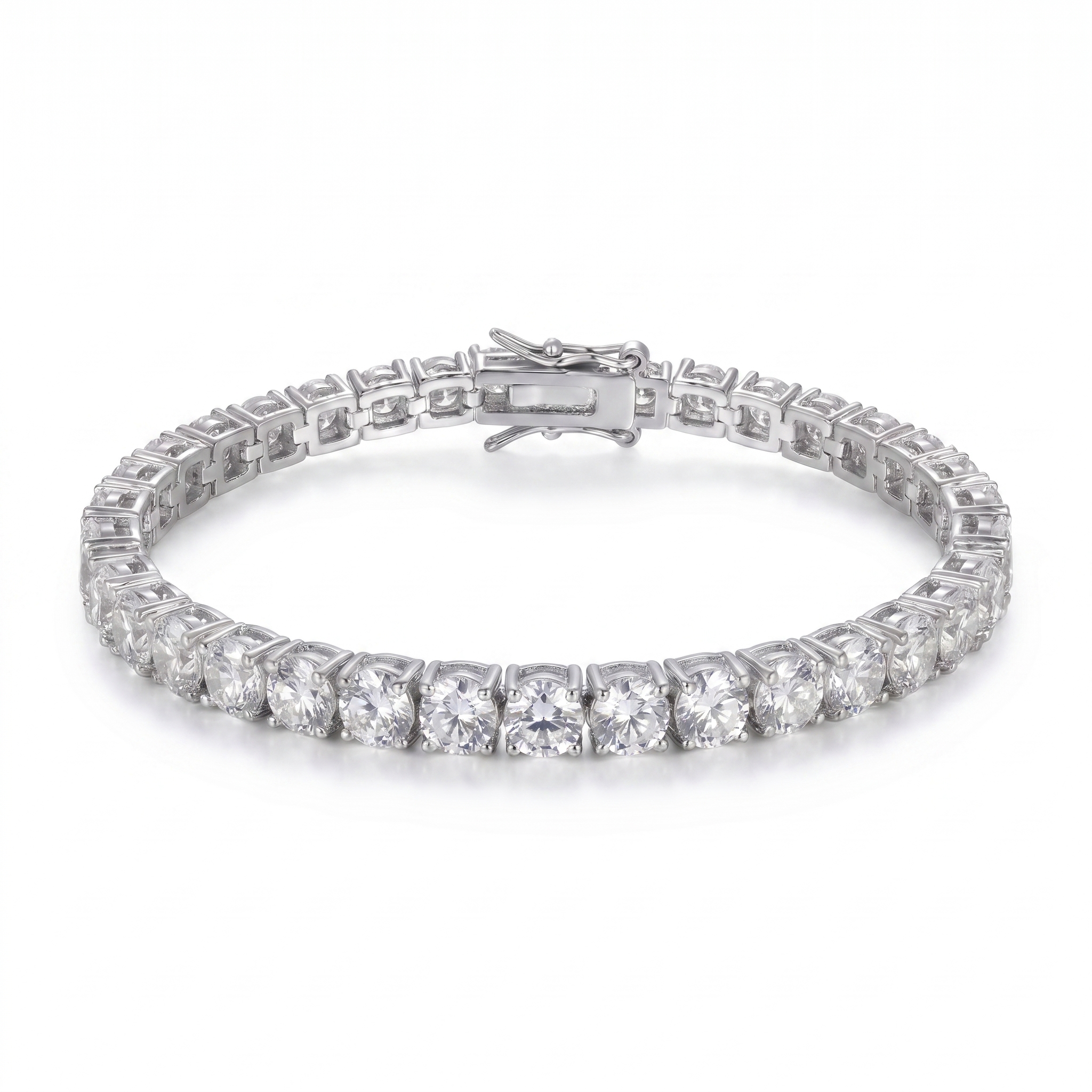 Silver plated 5 mm tennis bracelet with AAA cubic zirconia stones for women and men
