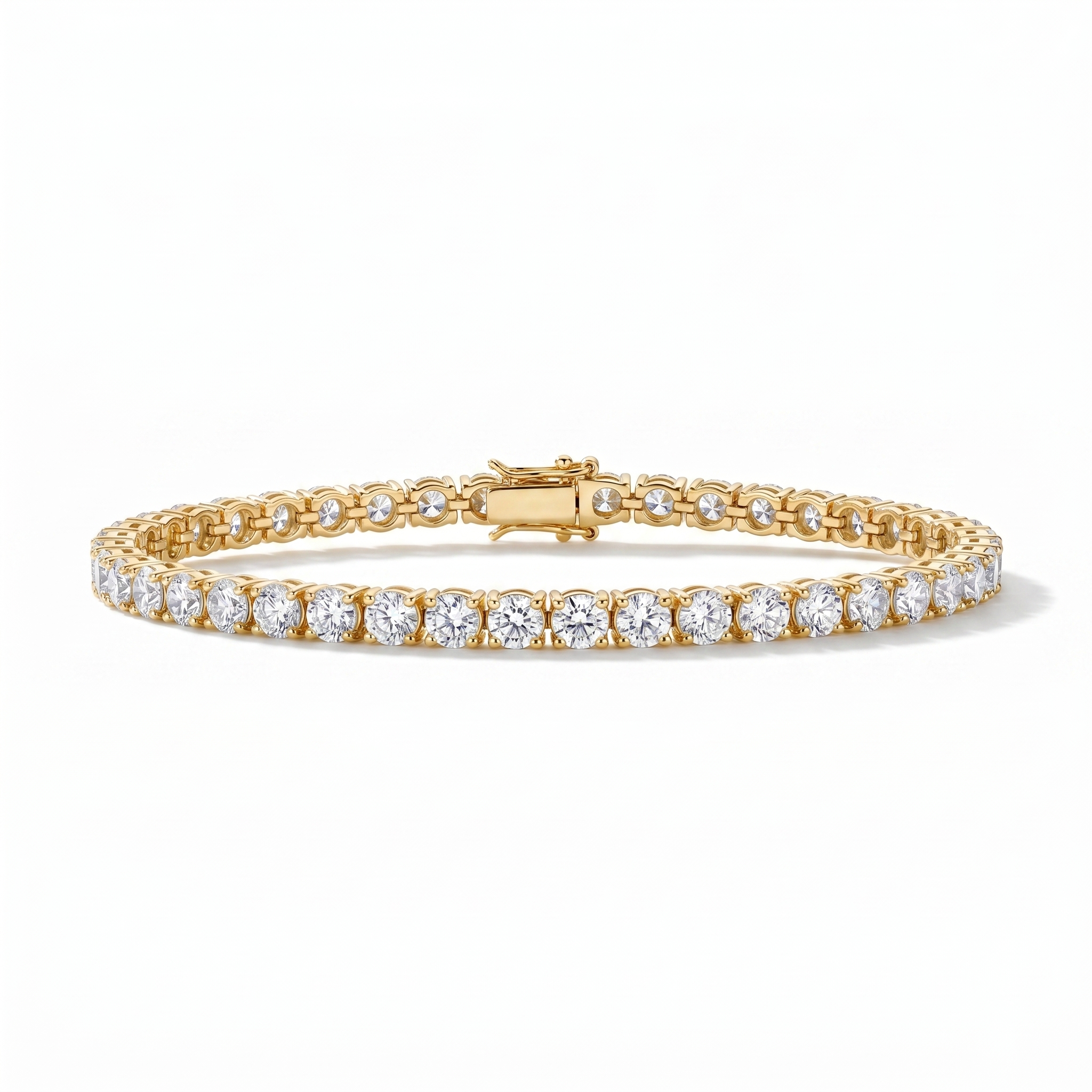 Gold plated 5 mm tennis bracelet with sparkling AAA cubic zirconia