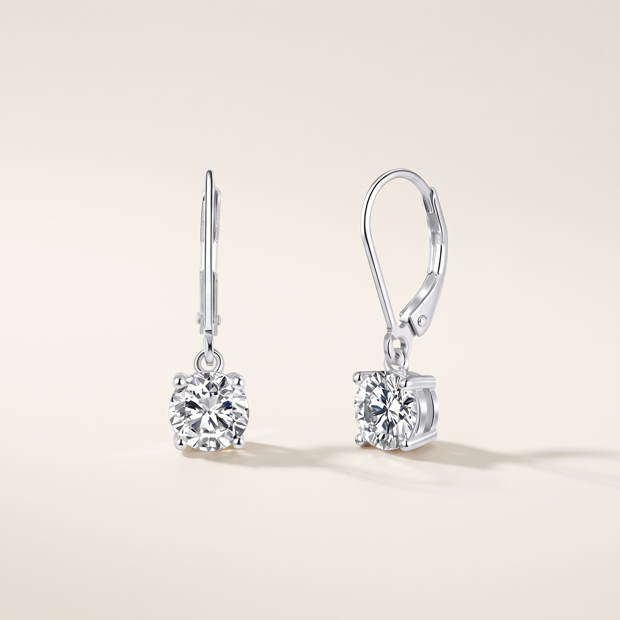 Classic 1 Carat Moissanite Drop Earrings in Silver