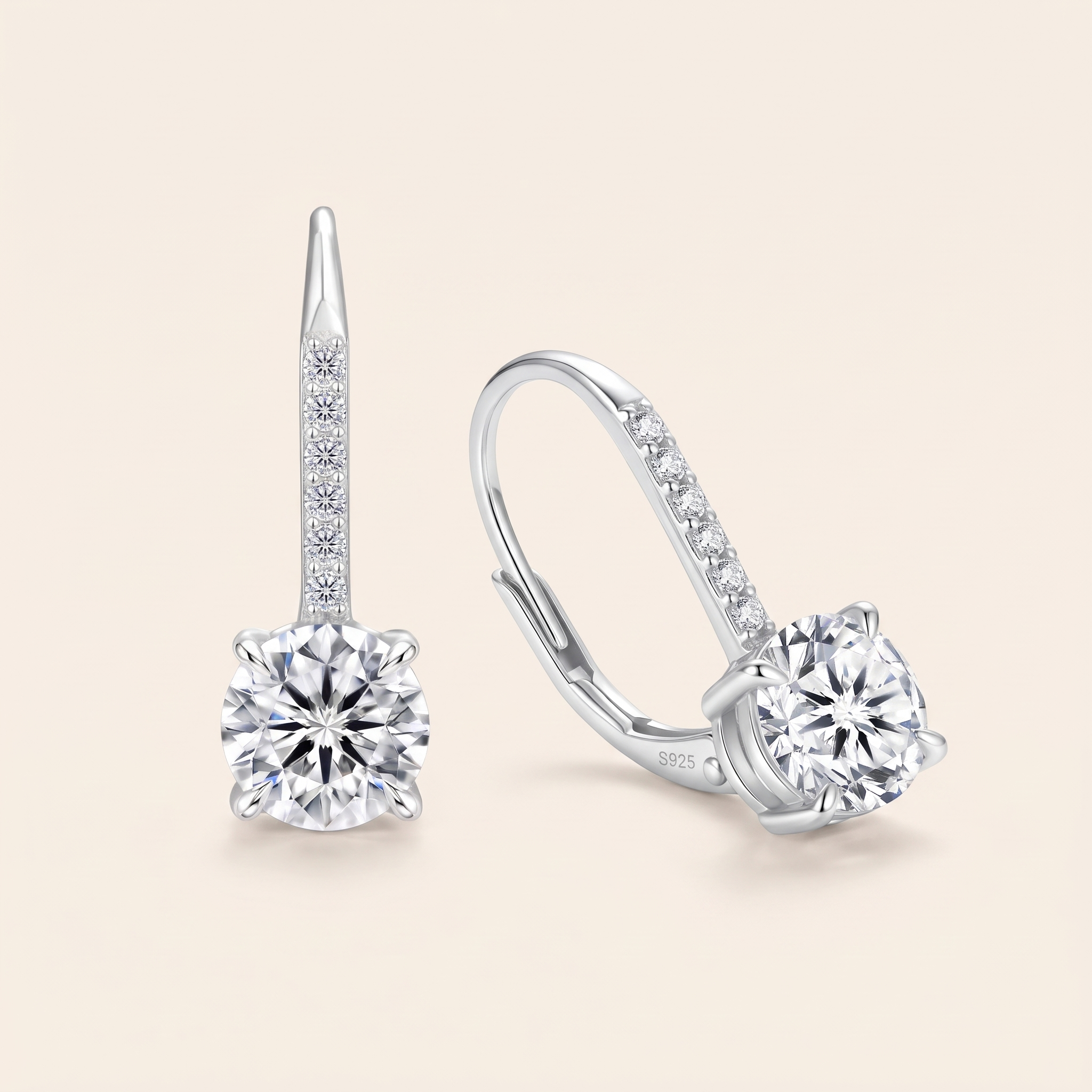 Pavé 1 Carat Moissanite Drop Earrings in Silver