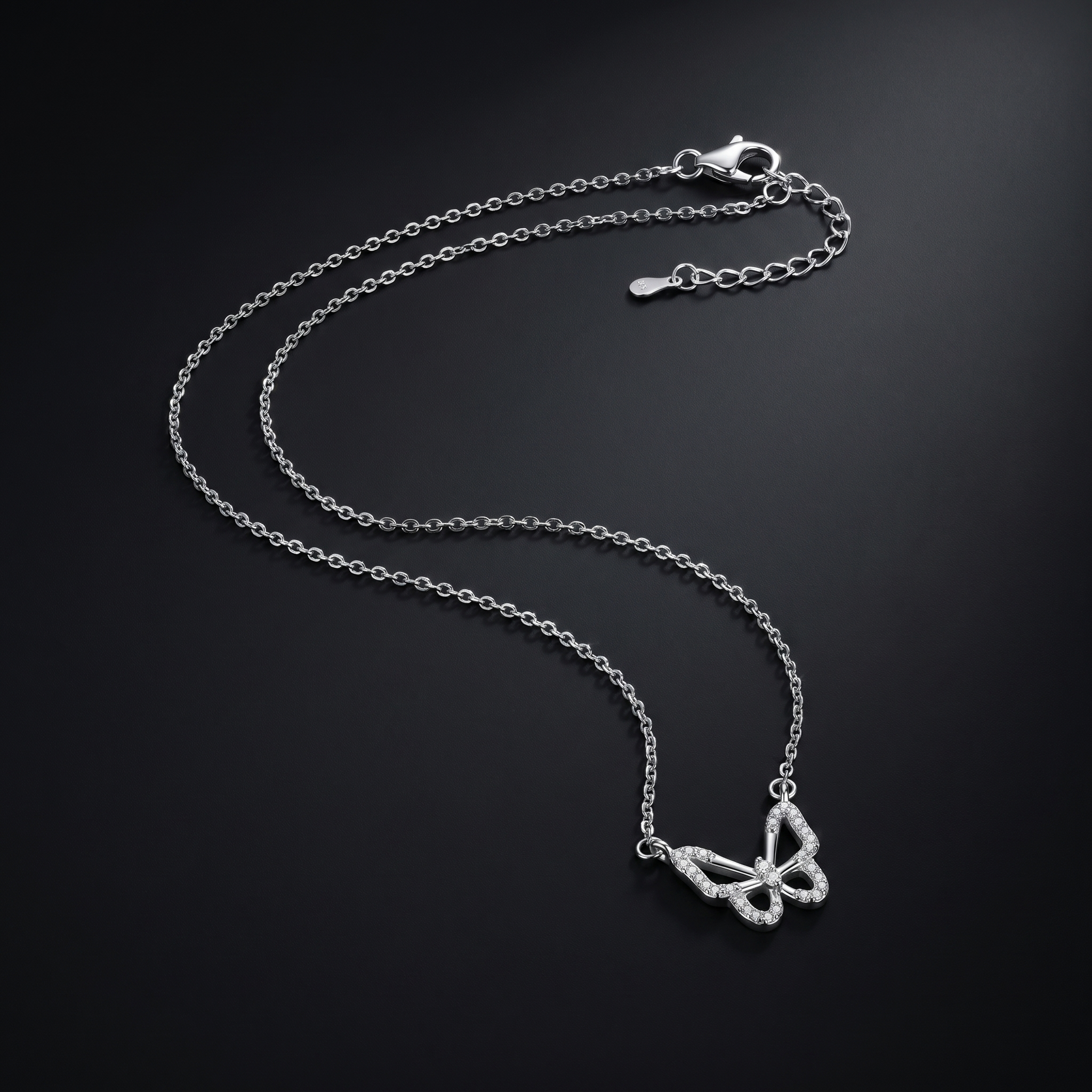 925 Sterling Silver Butterfly Necklace with AAA Zirconia Stones, Elegant Butterfly Pendant Necklace for Women, Luxury Silver Jewelry by LAURRÈ