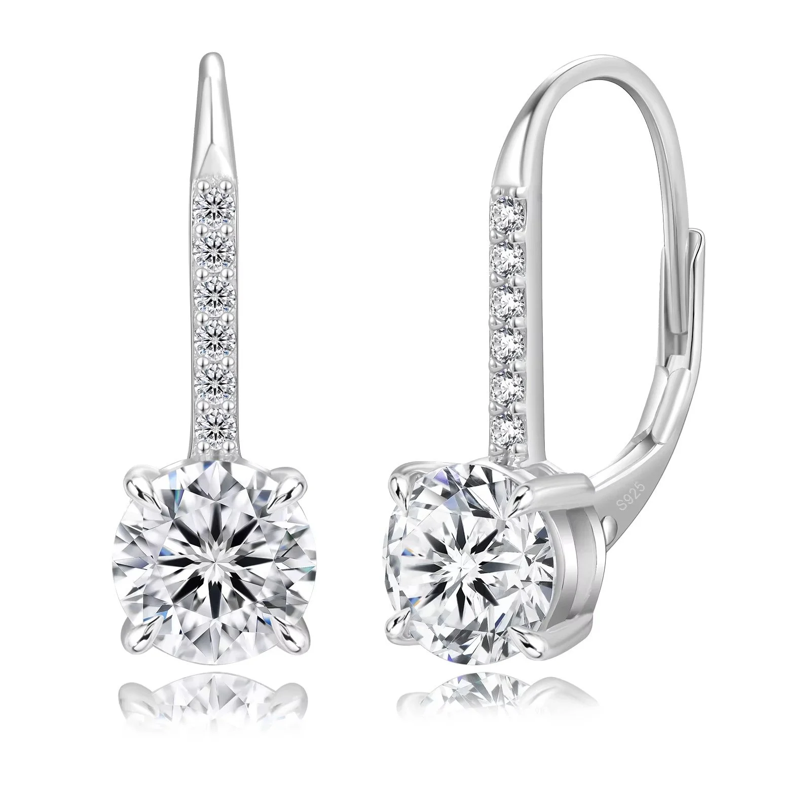 Pavé 1 Carat Moissanite Drop Earrings in Silver
