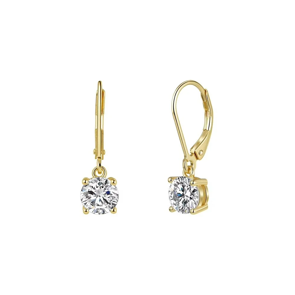 Classic 1 Carat Moissanite Drop Earrings in Gold