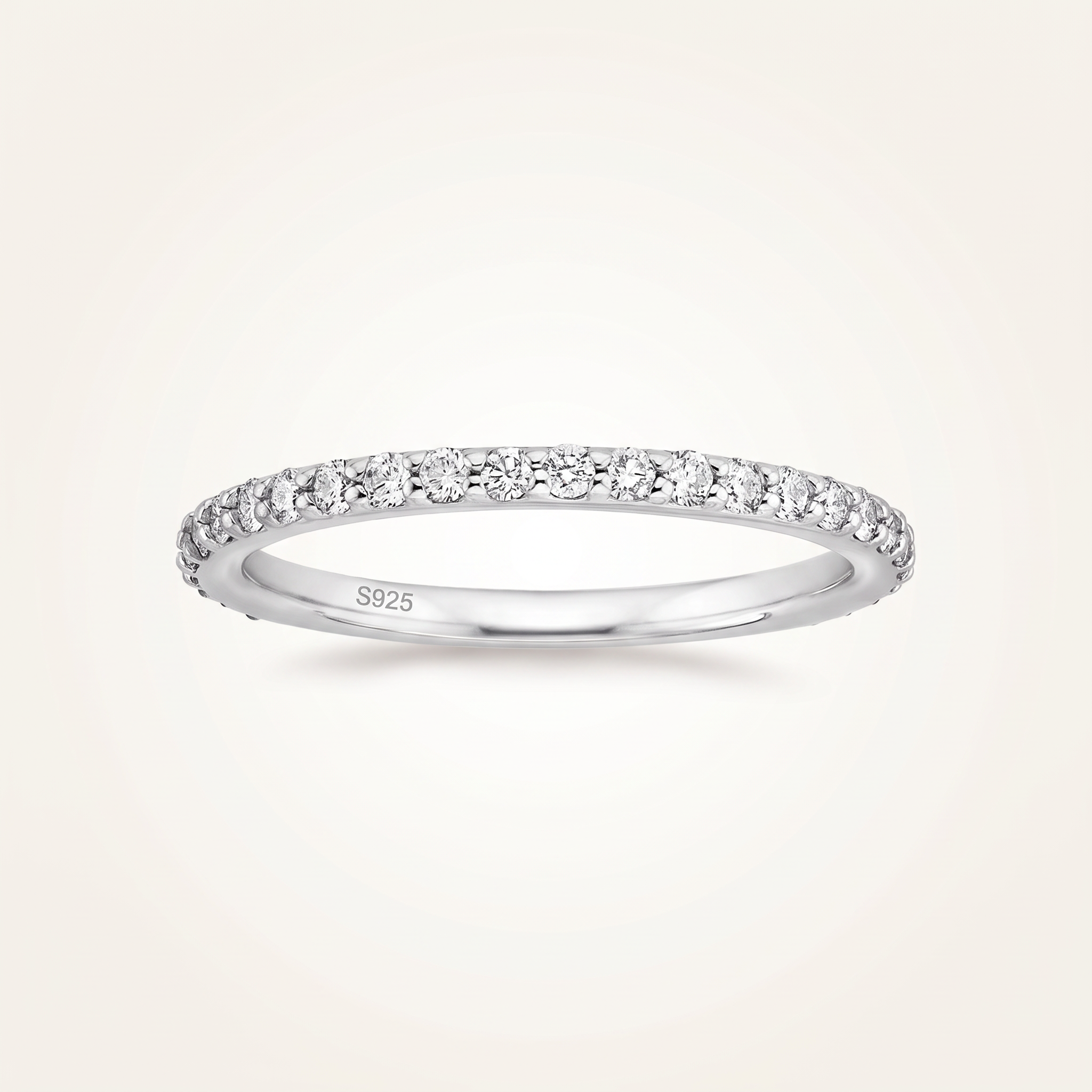 Pavé Moissanite Stackable Ring in Silver