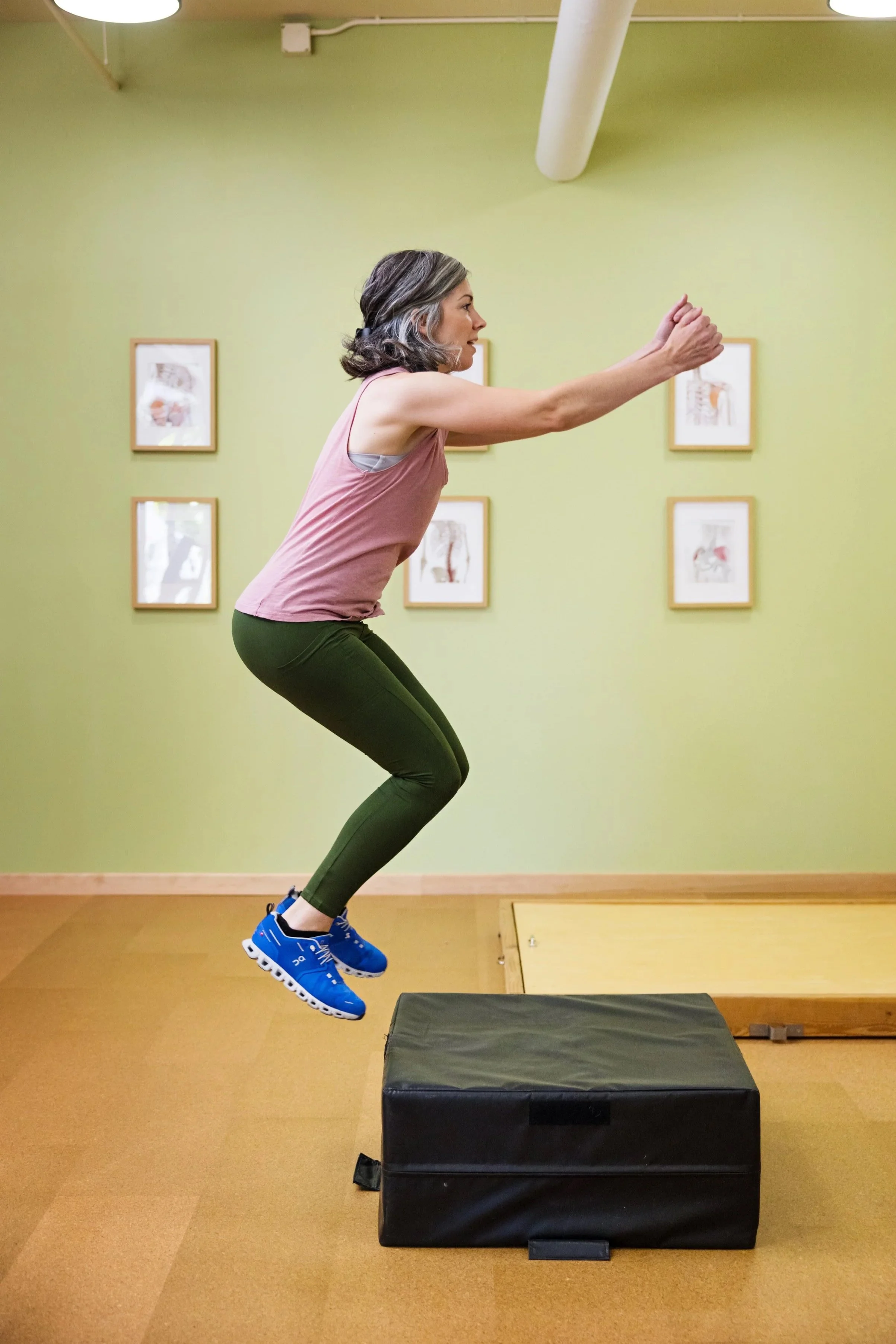 Fit woman jumping Part 1, at ActiveLab in. Vancouver, WA.