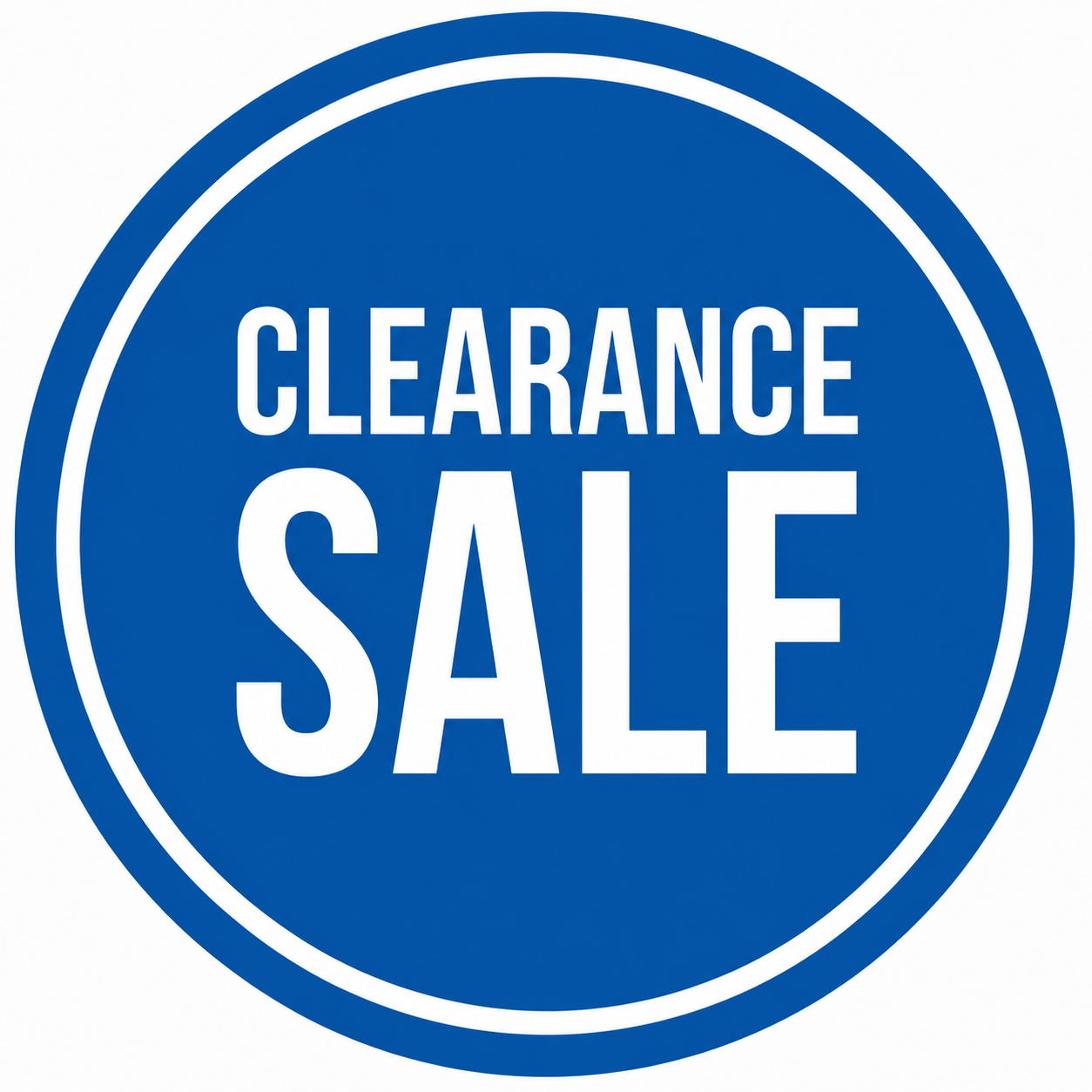 Blue circular sign with white text reading 'Clearance Sale'.