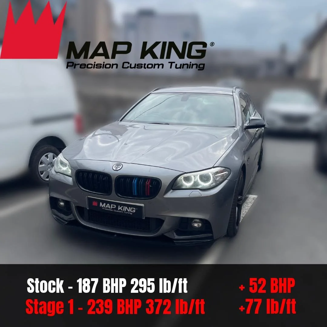 BMW 520D F10
&bull;
Stage 1 Performance Remap ✅
&bull;
Health Check ✅ 
&bull;
🔴Stock - 187 BHP  296 lb/ft 
⚫️Stage 1 - 239 BHP  372 lb/ft
 + 52 BHP + 77 lb/ft
&bull;
This car received our stage 1 performance remap which it gained a significant amoun