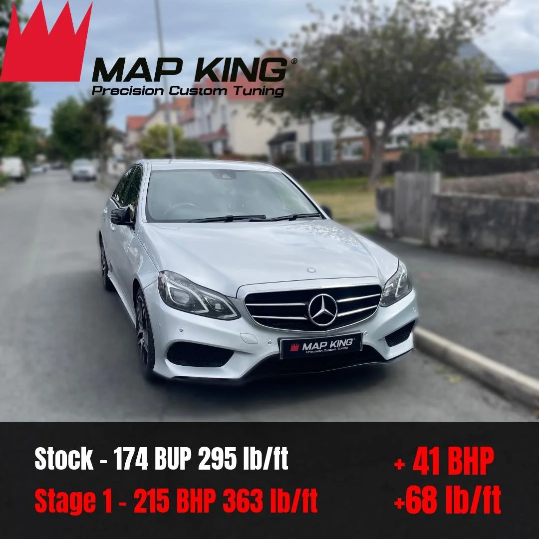 Mercedes E220D 2015
&bull;
Stage 1 Performance Remap✅
&bull;
Adblue Solutions ✅
&bull;
Health Check ✅ 
&bull;
⚫️Stock - 174 BHP 295 lb/ft
🔴Stage 1 - 215 BHP 363 lb/ft
 + 41 BHP + 68 lb/ft
&bull;
We had the pleasure of applying our stage 1 performanc