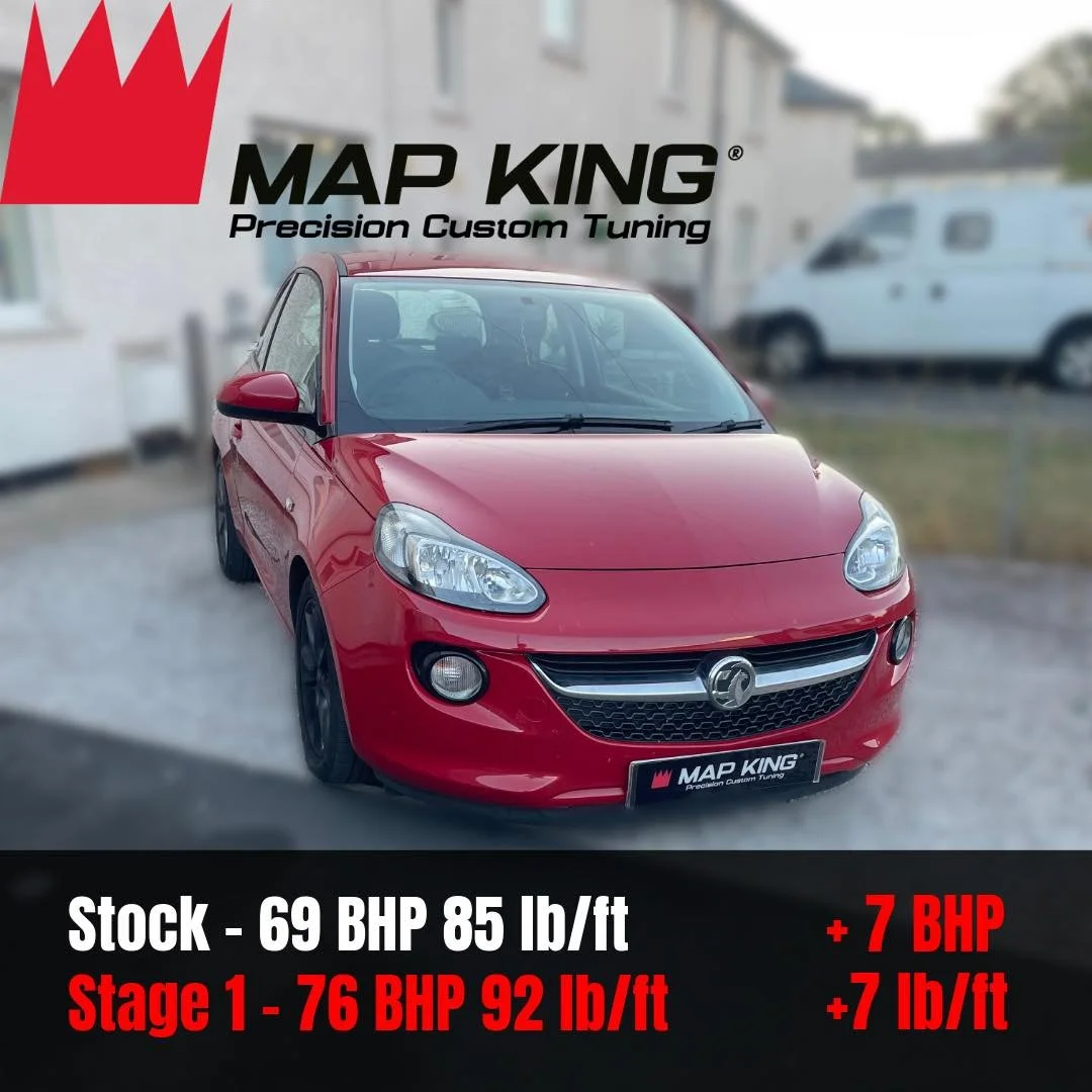 Vauxhall Adam 1.2 16v VVT
&bull;
Stage 1 Performance Remap✅
&bull;
Health Check ✅ 
&bull;
⚫️Stock - 69 BHP 85 lb/ft
🔴Stage 1 - 76 BHP 92 lb/ft
 + 7 BHP + 7 lb/ft
&bull;
This Vauxhall Adam may not have received a lot of peak power but it did receive 