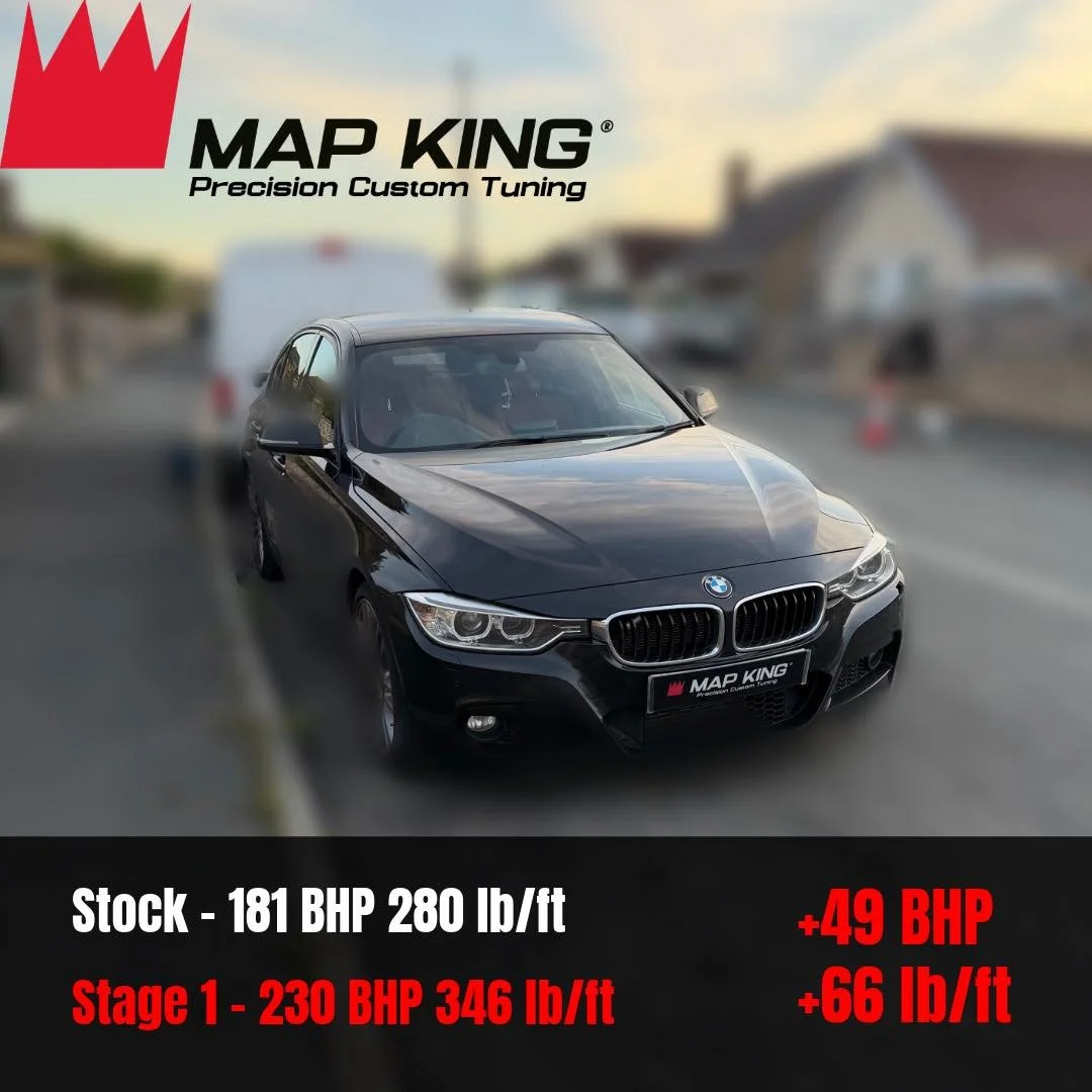 BMW 320D F30 2013
&bull;
Stage 1 Performance Remap✅
&bull;
Health Check ✅ 
&bull;
🔴Stock - 181 BHP 280 lb/ft
⚫️Stage 2+ - 230 BHP 346 lb/ft
 +49 BHP +66 lb/ft
&bull;
This BMW 320d gained massive full rev range power that makes it drive like a car wa