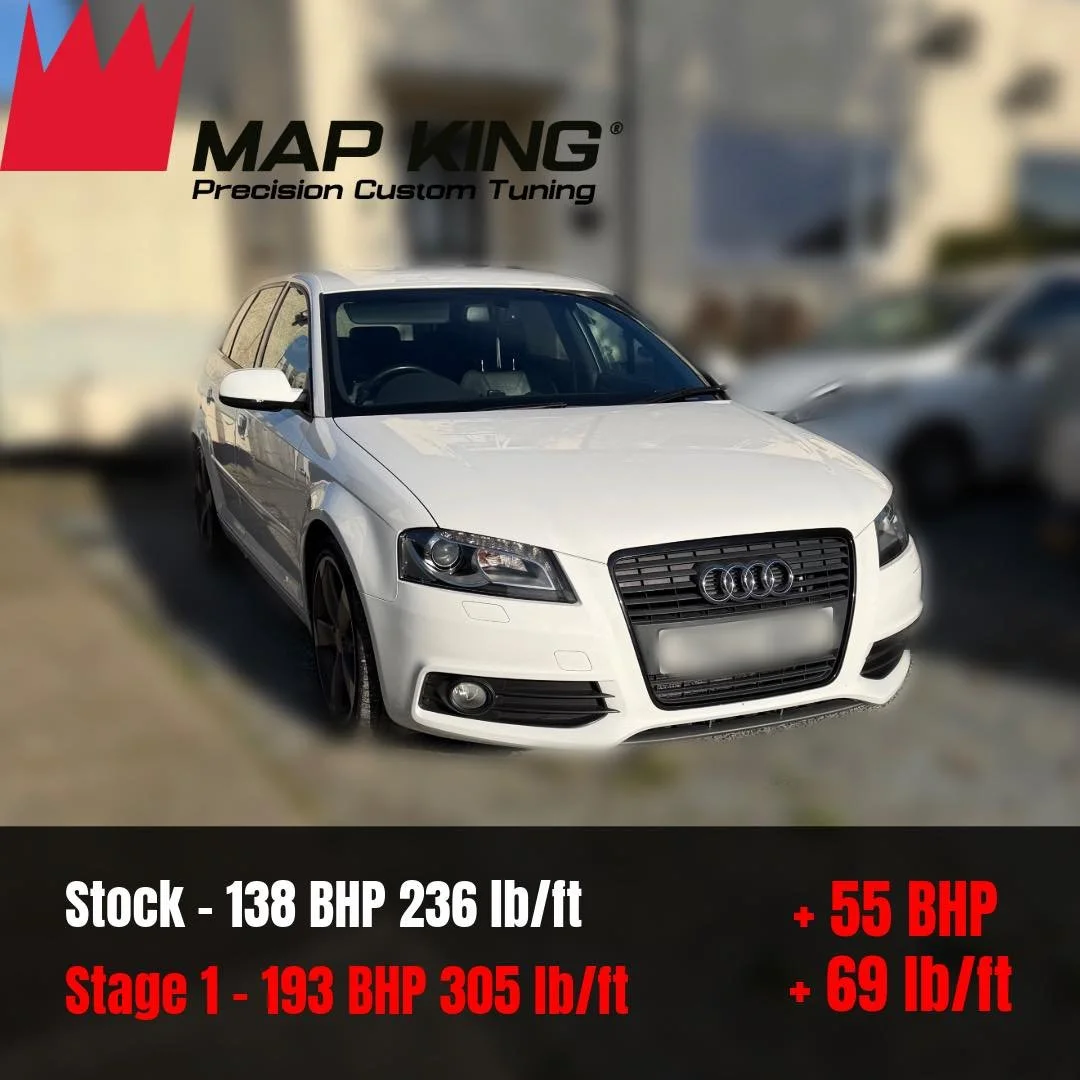Audi A3 2.0 TDI 2012
&bull;
Stage 1 Performance Remap✅
&bull;
Health Check ✅ 
&bull;
🔴Stock - 138 BHP 236 lb/ft
⚫️Stage 2+ - 193 BHP 305 lb/ft
 +49 BHP +52 lb/ft
&bull;
This Audi A3 received our stage 1 performance remap and now has a lot more pull 