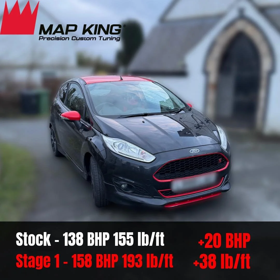 Ford Fiesta 1.0 Ecoboost 
&bull;
Stage 1 Performance Remap✅
&bull;
Health Check ✅ 
&bull;
🔴Stock - 138 BHP 155 lb/ft
⚫️Stage 1 - 158 BHP 193 lb/ft
 +20 BHP +38 lb/ft
&bull;
After having the notorious wet belt and all the other important bits replace