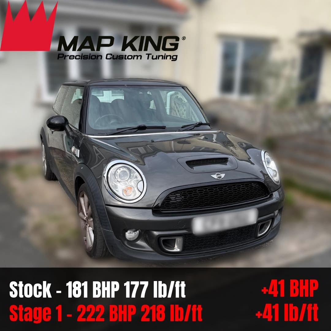 Mini Cooper S 1.6T 2011
&bull;
Stage 1 Performance Remap✅
&bull;
Health Check ✅ 
&bull;
🔴Stock - 181 BHP 177 lb/ft
⚫️Stage 1 - 222 BHP 218 lb/ft
 +41 BHP +41 lb/ft
&bull;
This Mini Cooper S gained a significant performance boost after receiving our 
