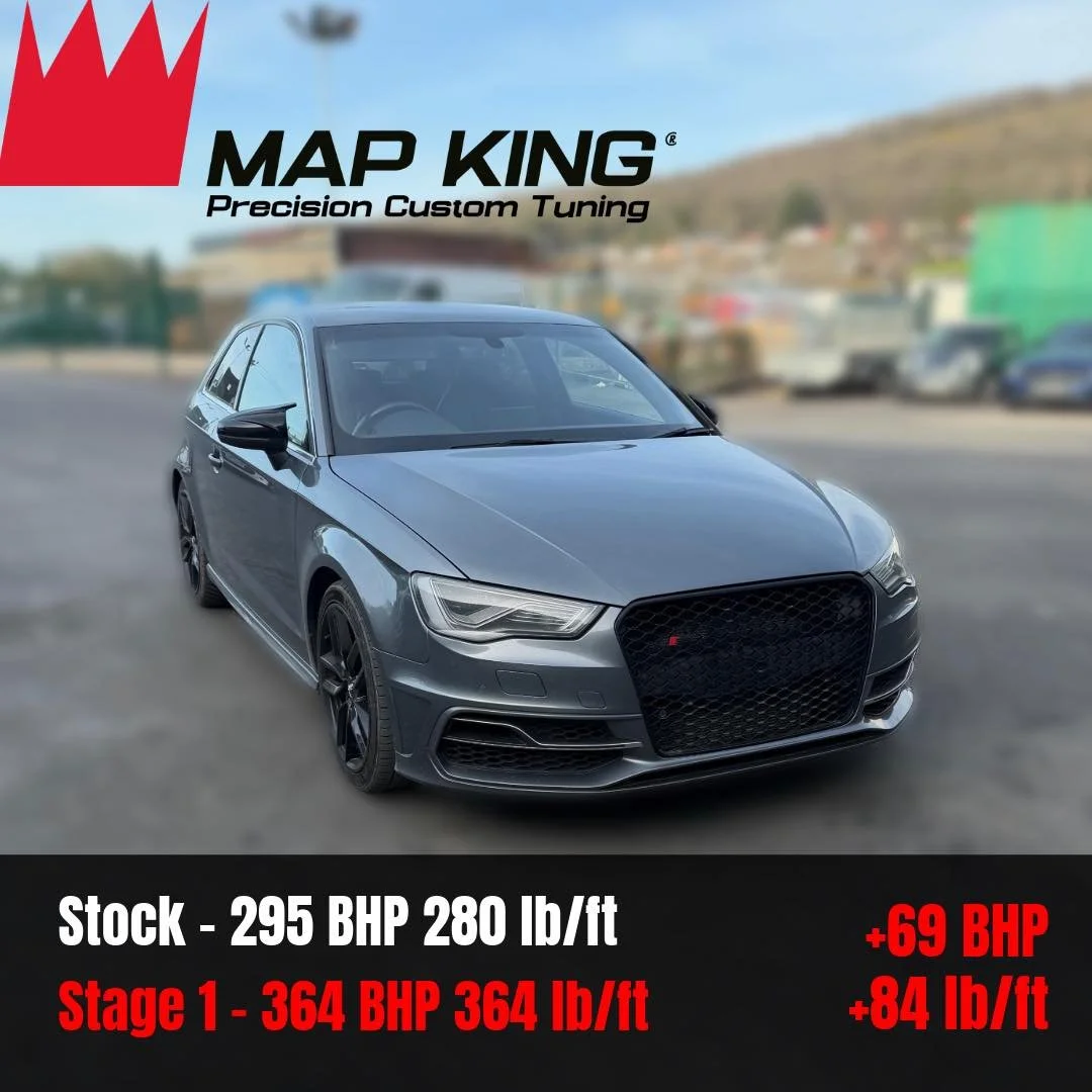 Audi S3 2.0T 2015
&bull;
Stage 1 Performance Remap✅
&bull;
Health Check ✅ 
&bull;
🔴Stock - 295 BHP 280 lb/ft
⚫️Stage 1 - 364 BHP 364 lb/ft
 +69 BHP +84 lb/ft
&bull;
This Audi was already quite nippy before the remap but after we applied our stage 1 