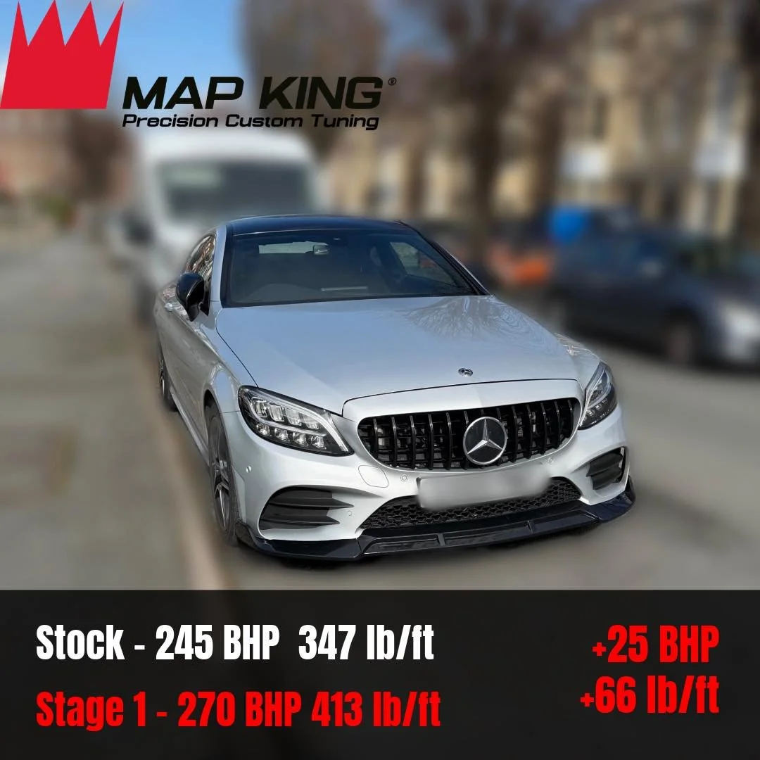 Mercedes C300D 2019
&bull;
Stage 1 Performance Remap✅
&bull;
Health Check ✅ 
&bull;
🔴Stock - 245 BHP 347 lb/ft
⚫️Stage 1 - 270 BHP 413 lb/ft
 +25 BHP +66 lb/ft
&bull;
This Mercedes has had a major upgrade to its drivability with a lot of added torqu