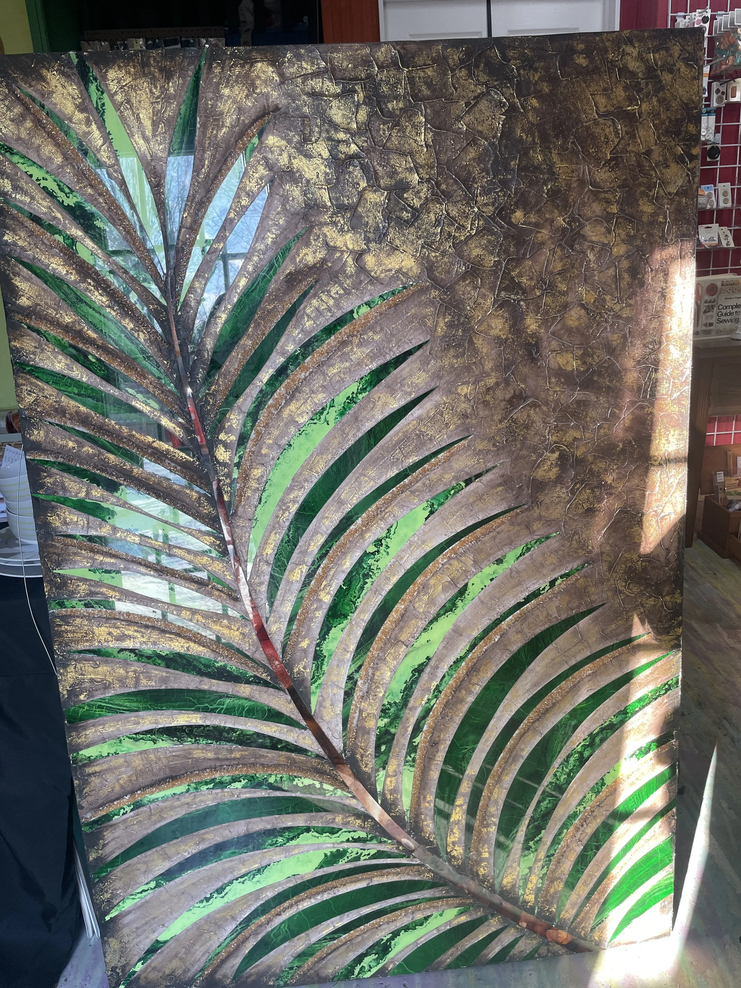 Art on canvas made with glass pieces