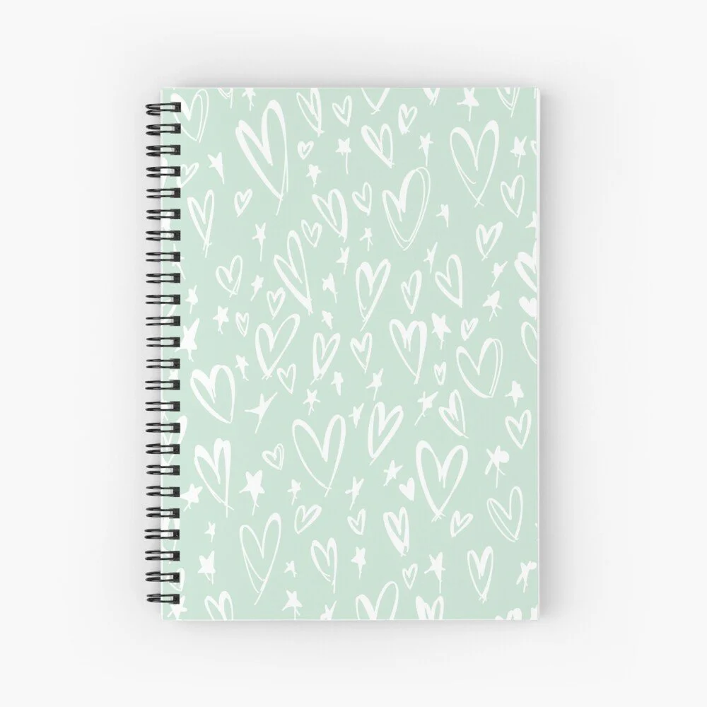 Seafoam Hearts Notebook