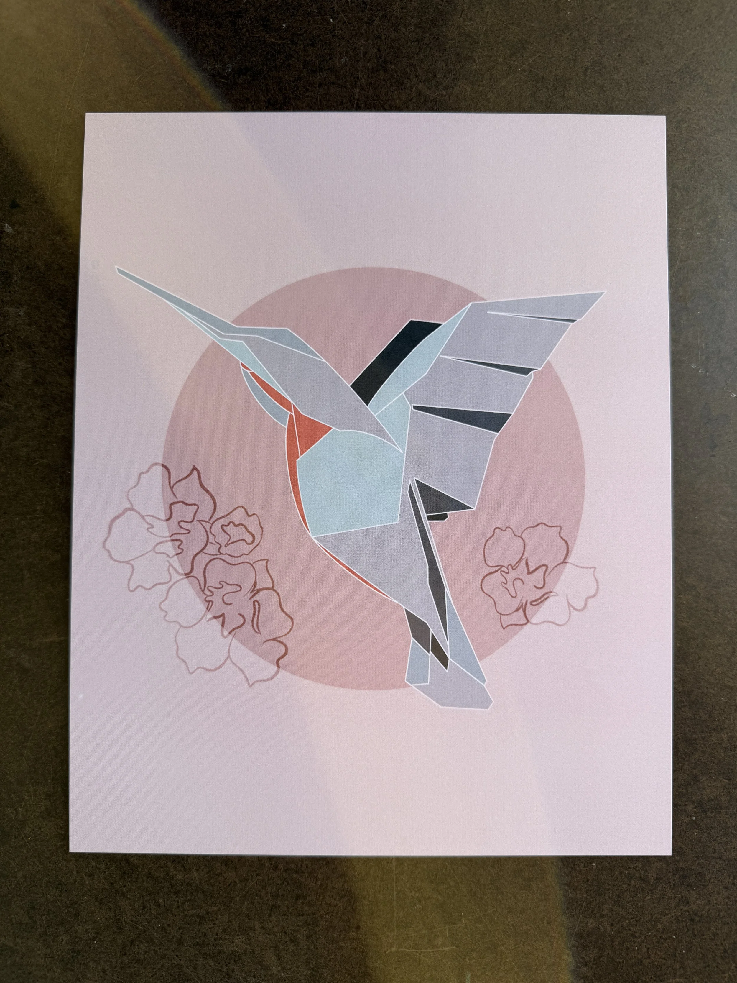 Floral Hummingbird - Art Print