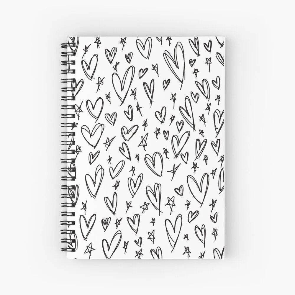 Black and White Hearts Notebook