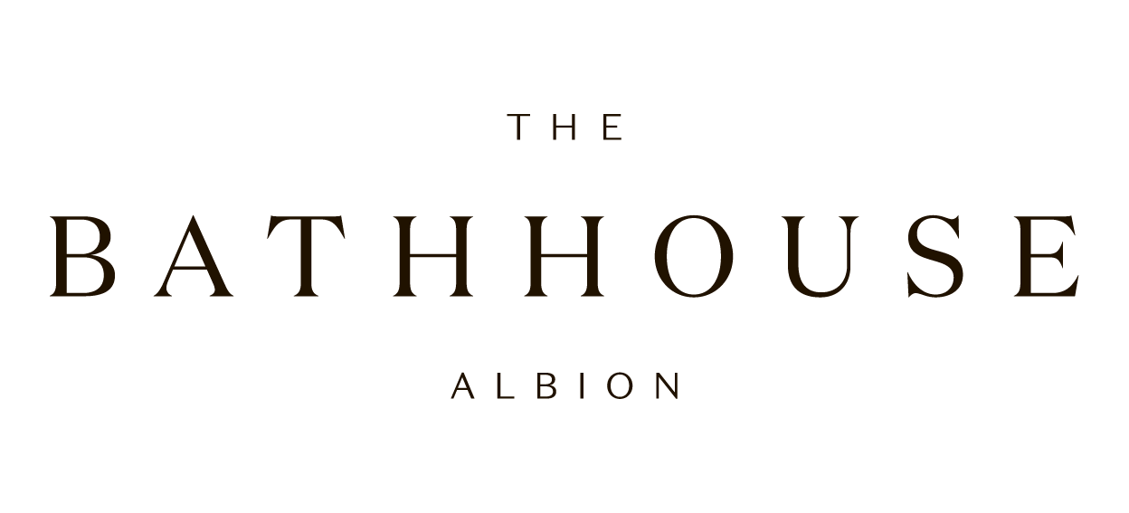 The logo for 'The Bathhouse' in Albion, featuring the business name in black text on a white background.