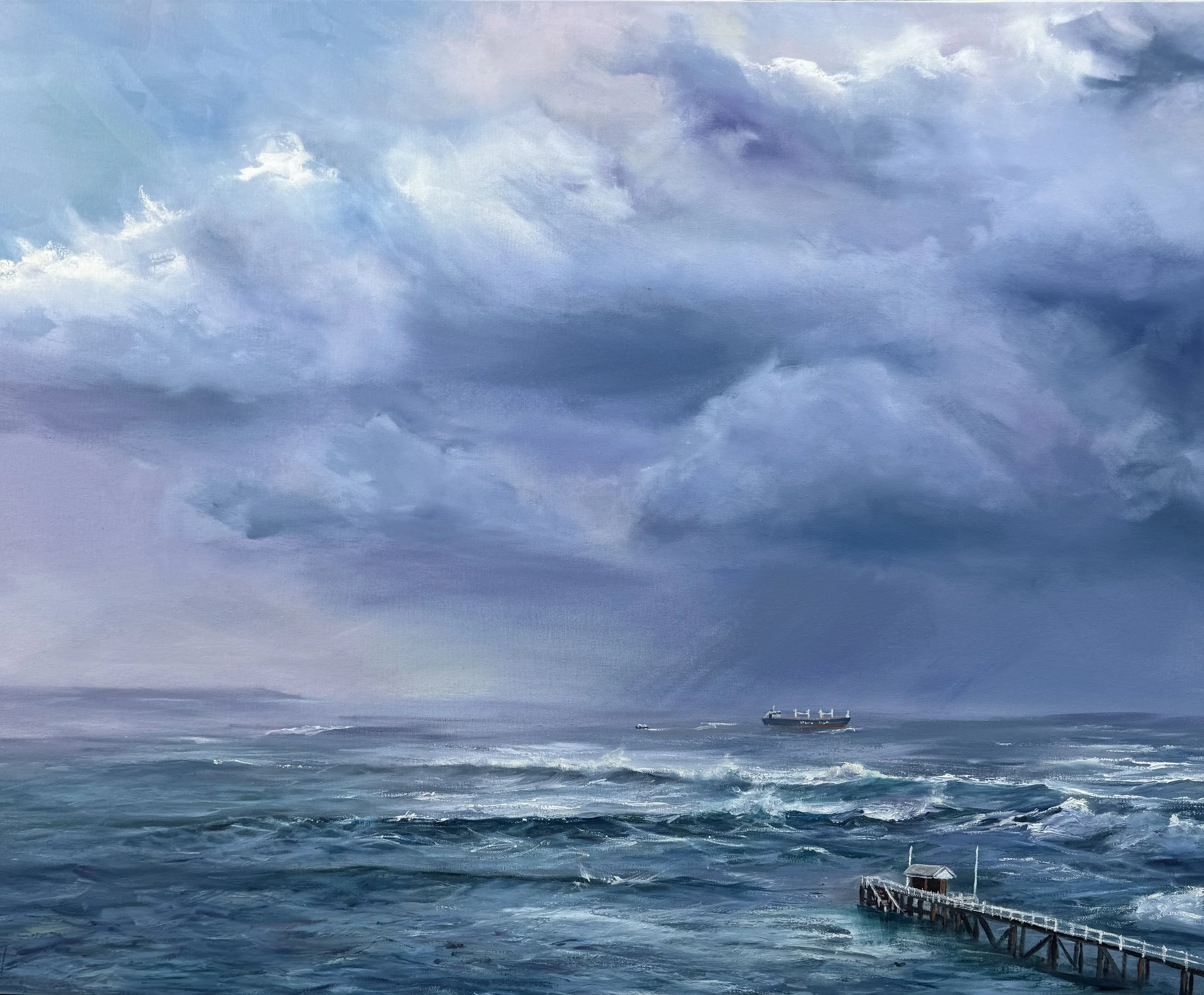 Pt Lonsdale Storm over the Rip 120cm x 90cm Oils on canvas