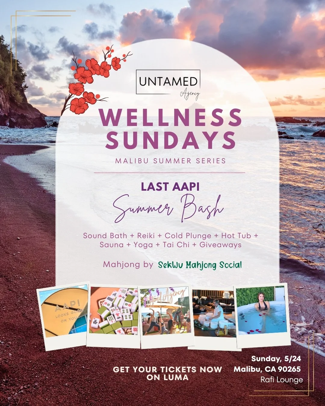 ☀️✨ INTRODUCING: UNTAMED WELLNESS SUNDAYS ✨🌿
This summer, we&rsquo;re bringing something really special to Malibu 🌊🤍

Comment &ldquo;AAPI&rdquo; or &ldquo;TICKET&rdquo; for the invite! 🙌🏼

After the incredible response to our Malibu wellness eve