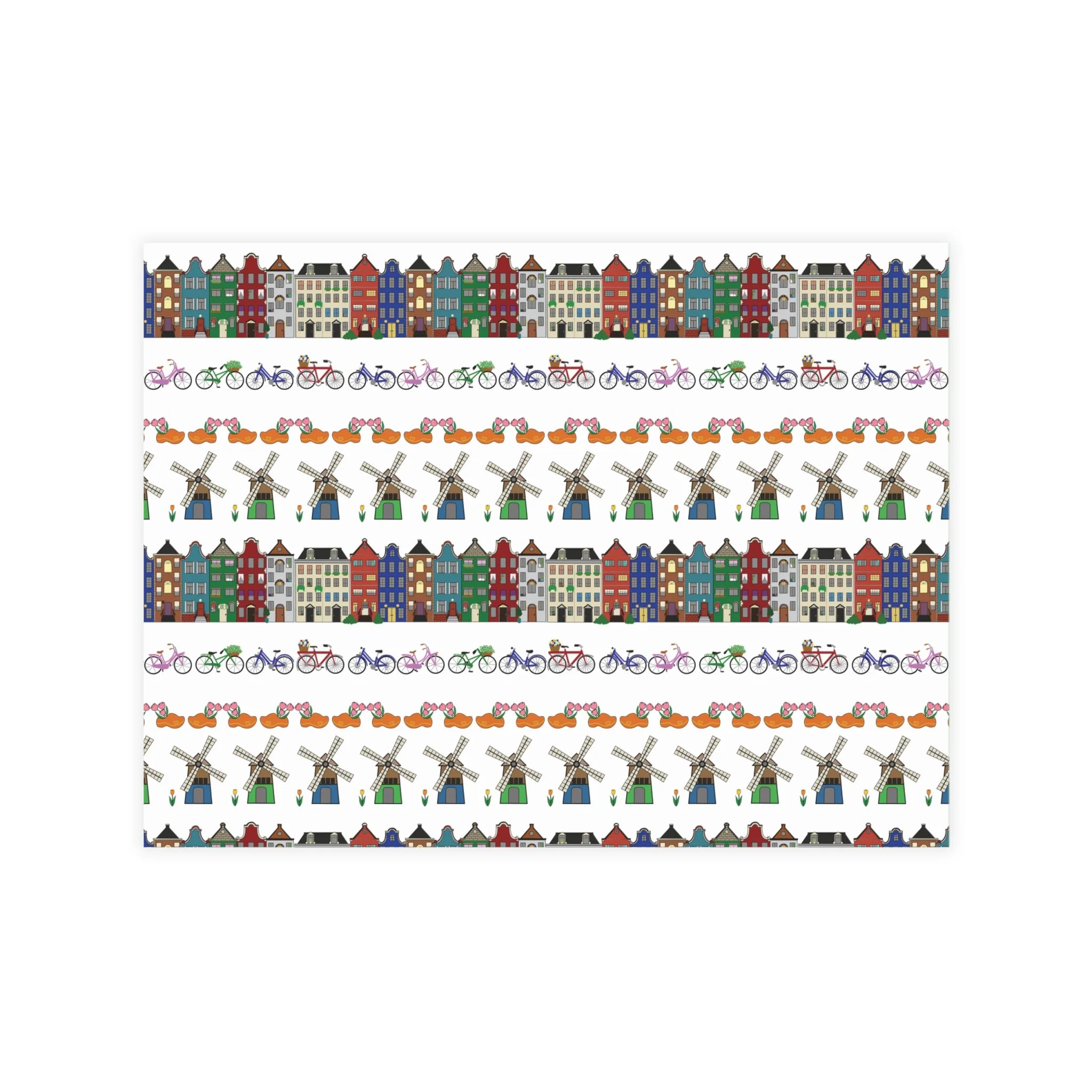 Dutch pattern notecard set canal houses windmills bicycles Netherlands design Haarlem