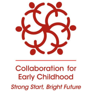 Logo featuring six interconnected stylized figures in a circle with the text 'Collaboration for Early Childhood' and the tagline 'Strong Start, Bright Future'.