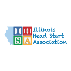 Logo of Illinois Head Start Association featuring colorful blocks spelling 'IHSA' with the organization name to the right.