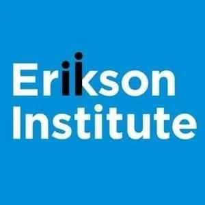 Erikson Institute logo with blue background and white text