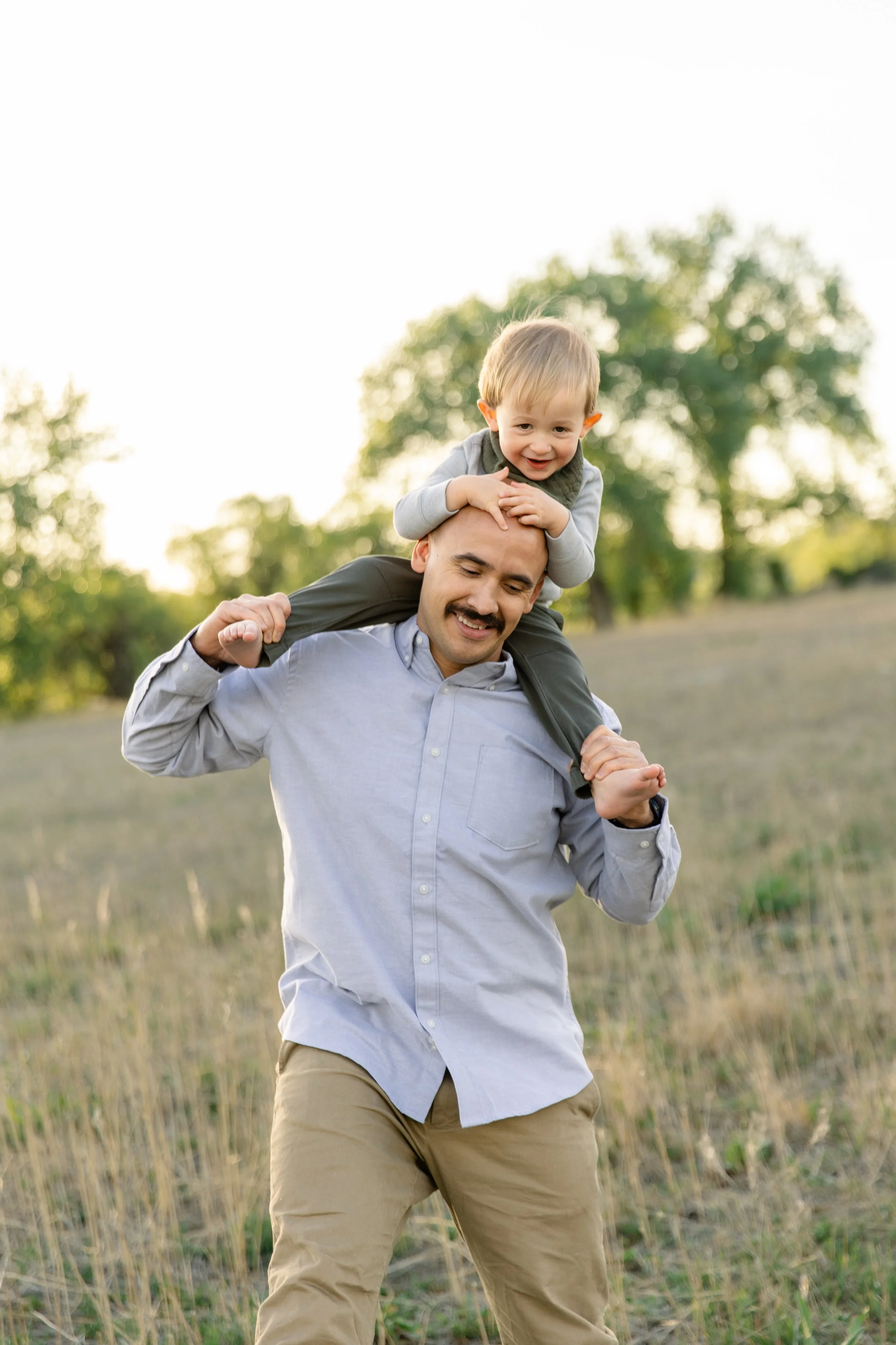 Father-son portrait during a spring photo session in Windsor, Colorado