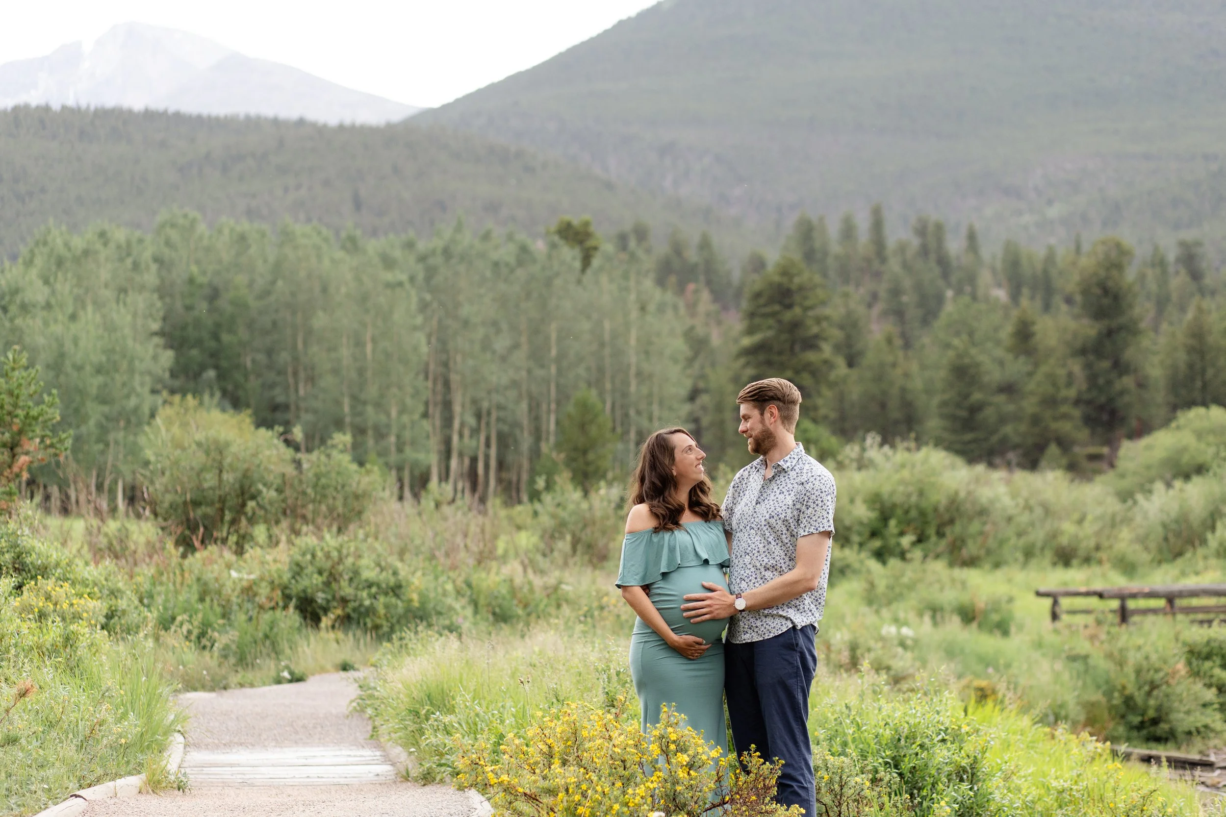 Maternity photo during maternity photo session in Estes Park