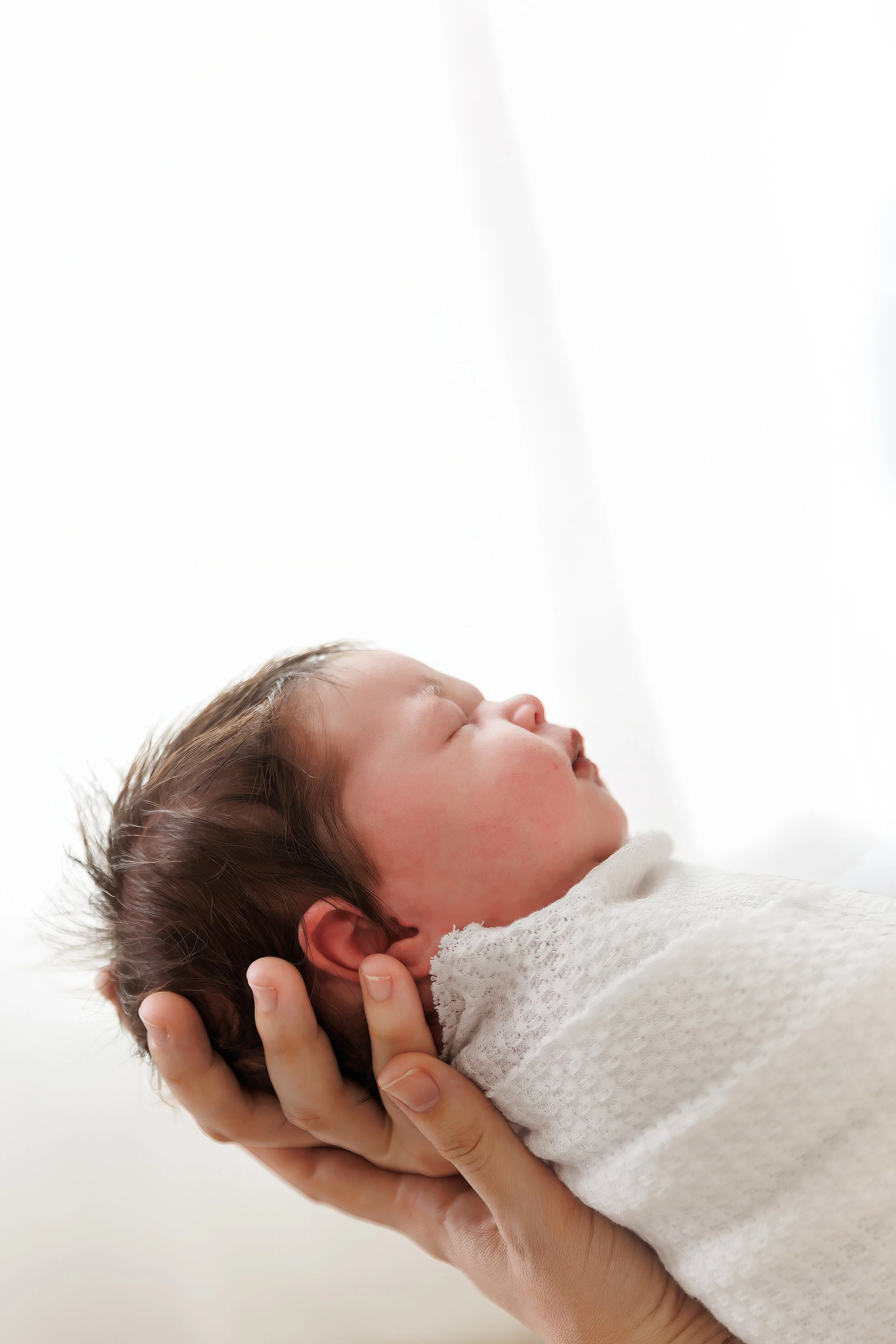 Swaddled baby during a newborn photography session in a Loveland, CO studio