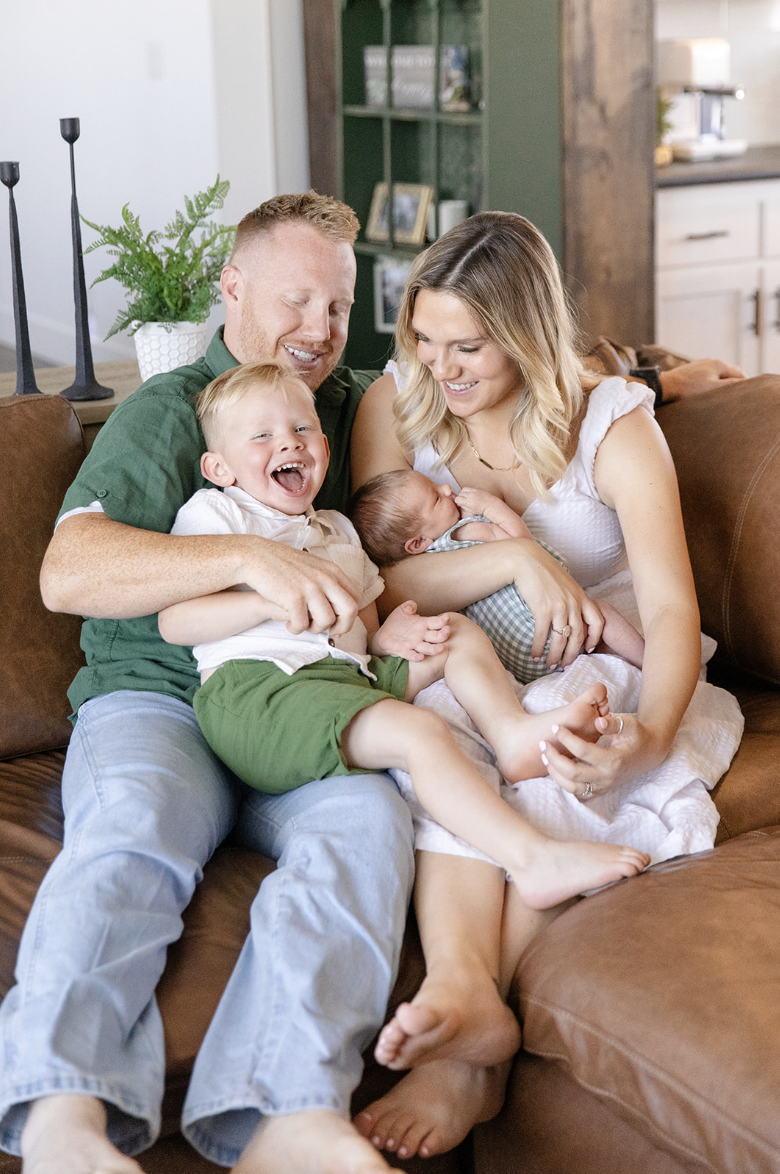 Natural family photo during in-home newborn session near Fort Collins, CO