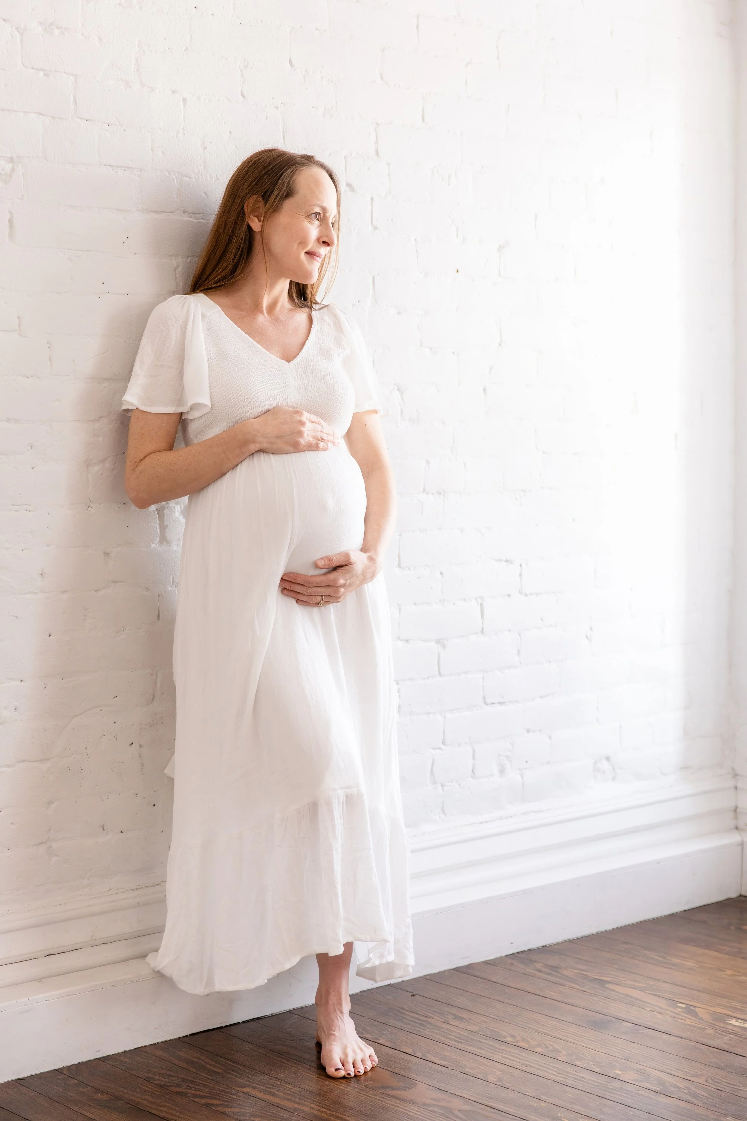 Maternity portrait during studio maternity photo session in Fort Collins, Colorado
