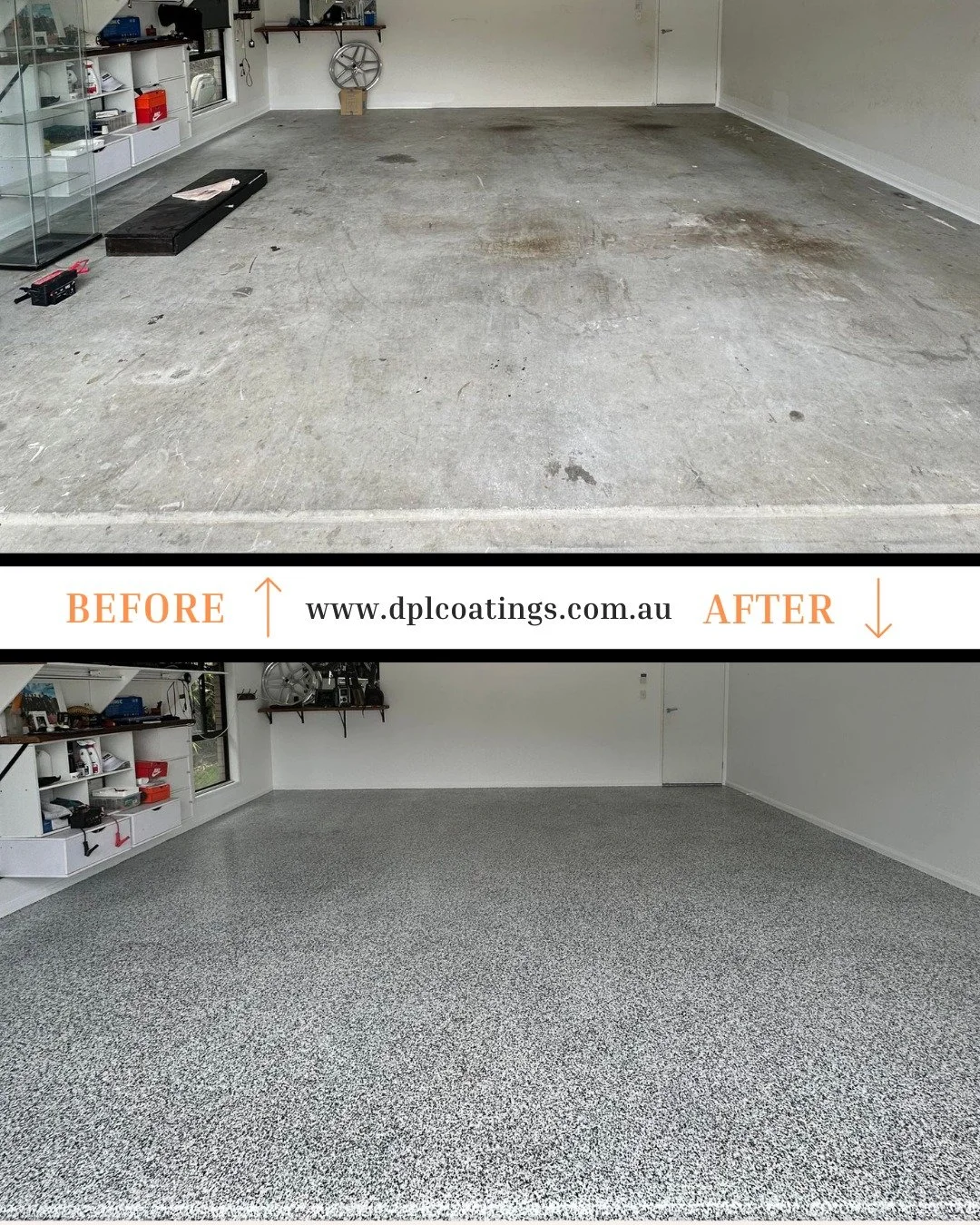 EPOXY GARAGE FLOOR = A COMPLETE TRANSFORMATION

A tired, stained garage floor can make the whole space feel old and outdated. Epoxy flooring transforms garages into clean, modern and durable spaces built to last.

Perfect for:

✔ Garages
✔ Home gyms
